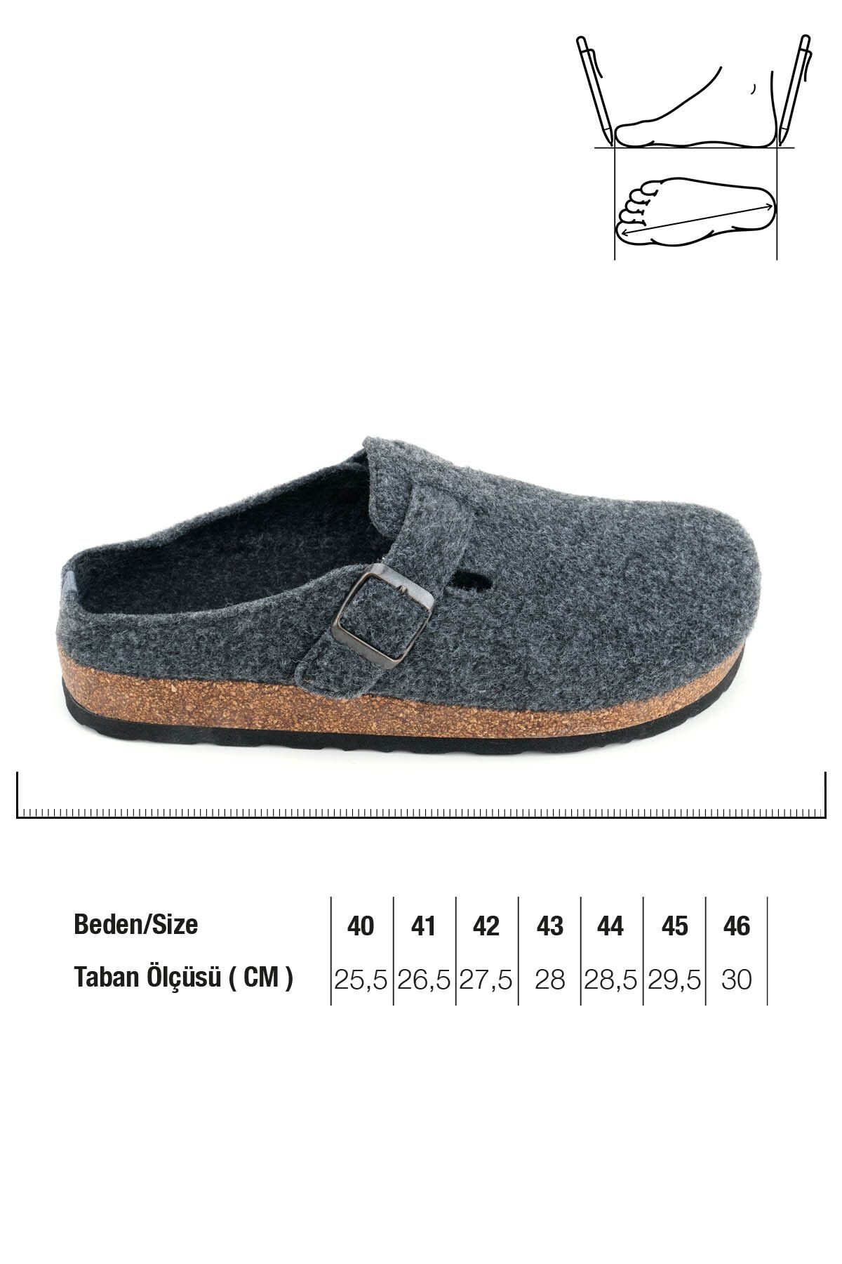 GEZER-Men's Winter Felt Cork Sole Single Buckle Adjustable Comfortable Sole Home Garden Slippers 2