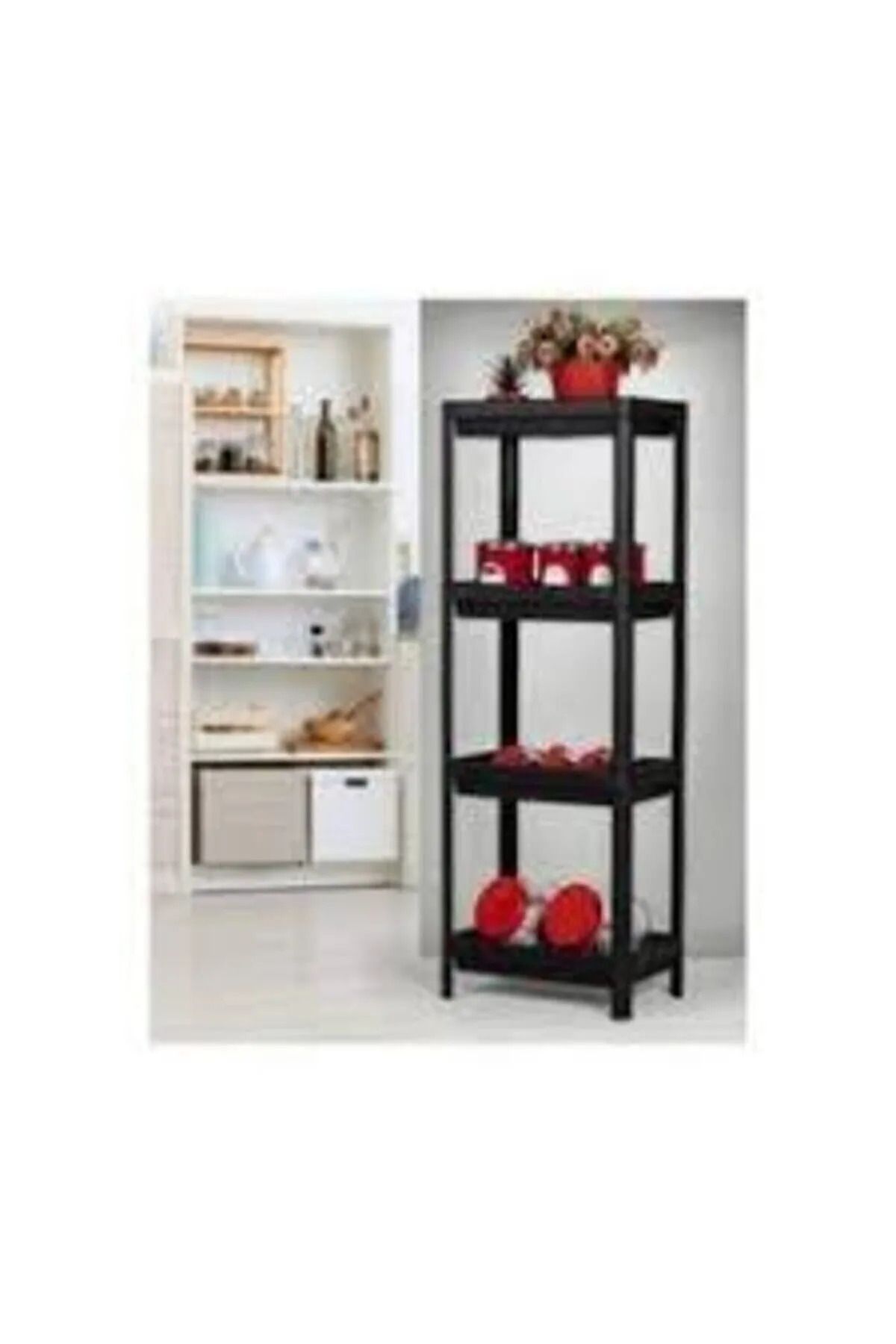 sedustore Shelf Unit Raf Ünitesi Siyah Renk 4 Katlı Royaleks-81414