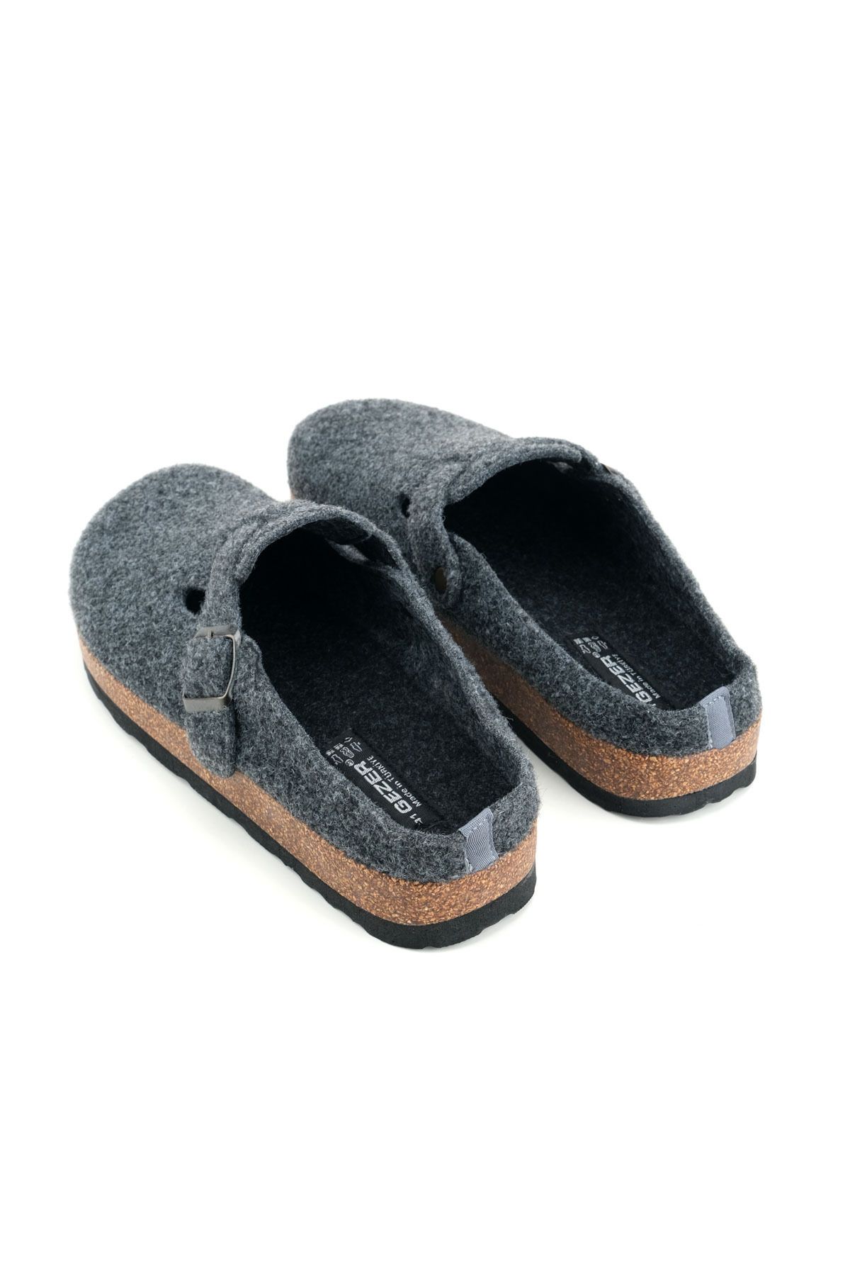 GEZER-Men's Winter Felt Cork Sole Single Buckle Adjustable Comfortable Sole Home Garden Slippers 4