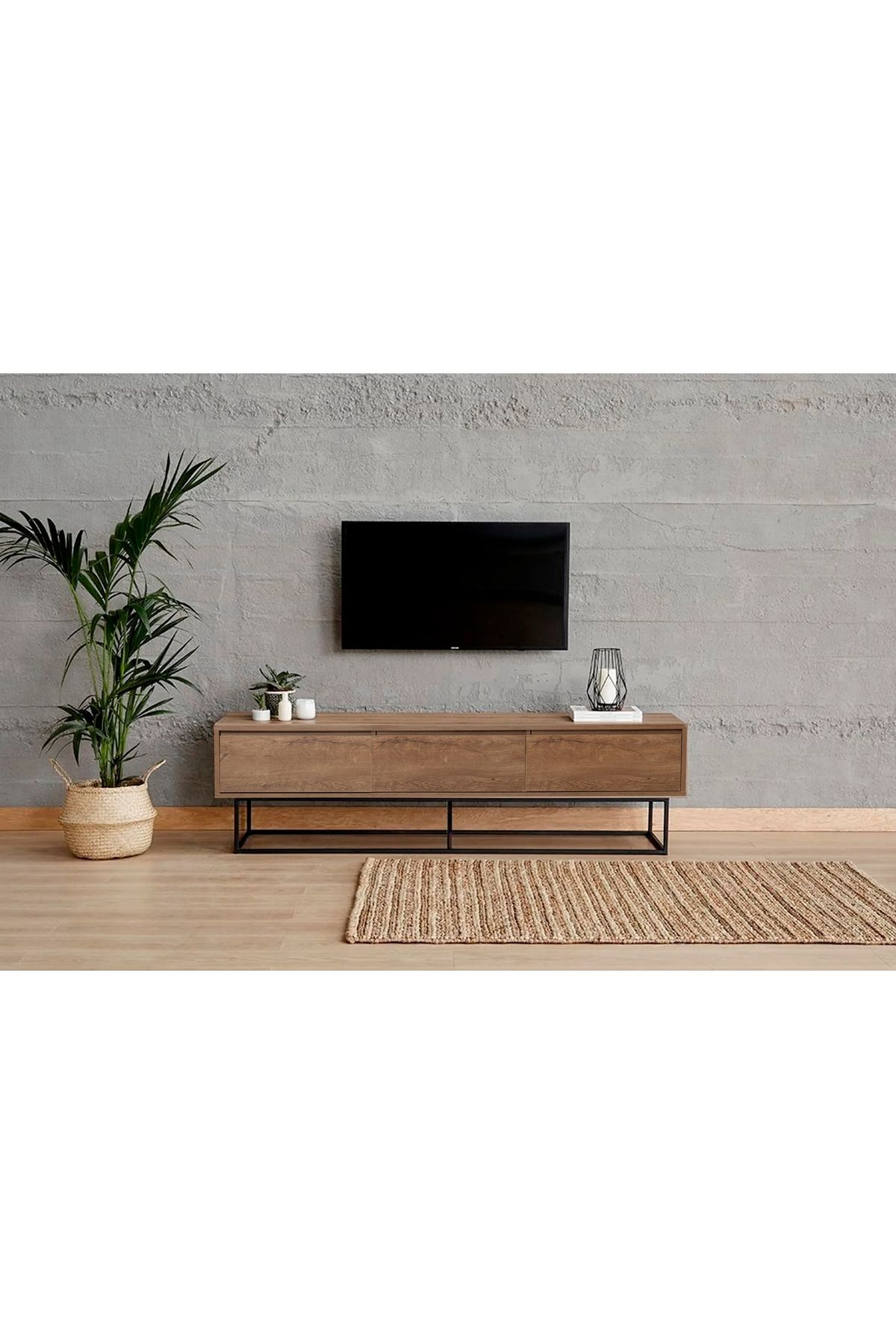 New Laxus 3 Çekmeceli Tv Sehpası, Ceviz, 180 Cm