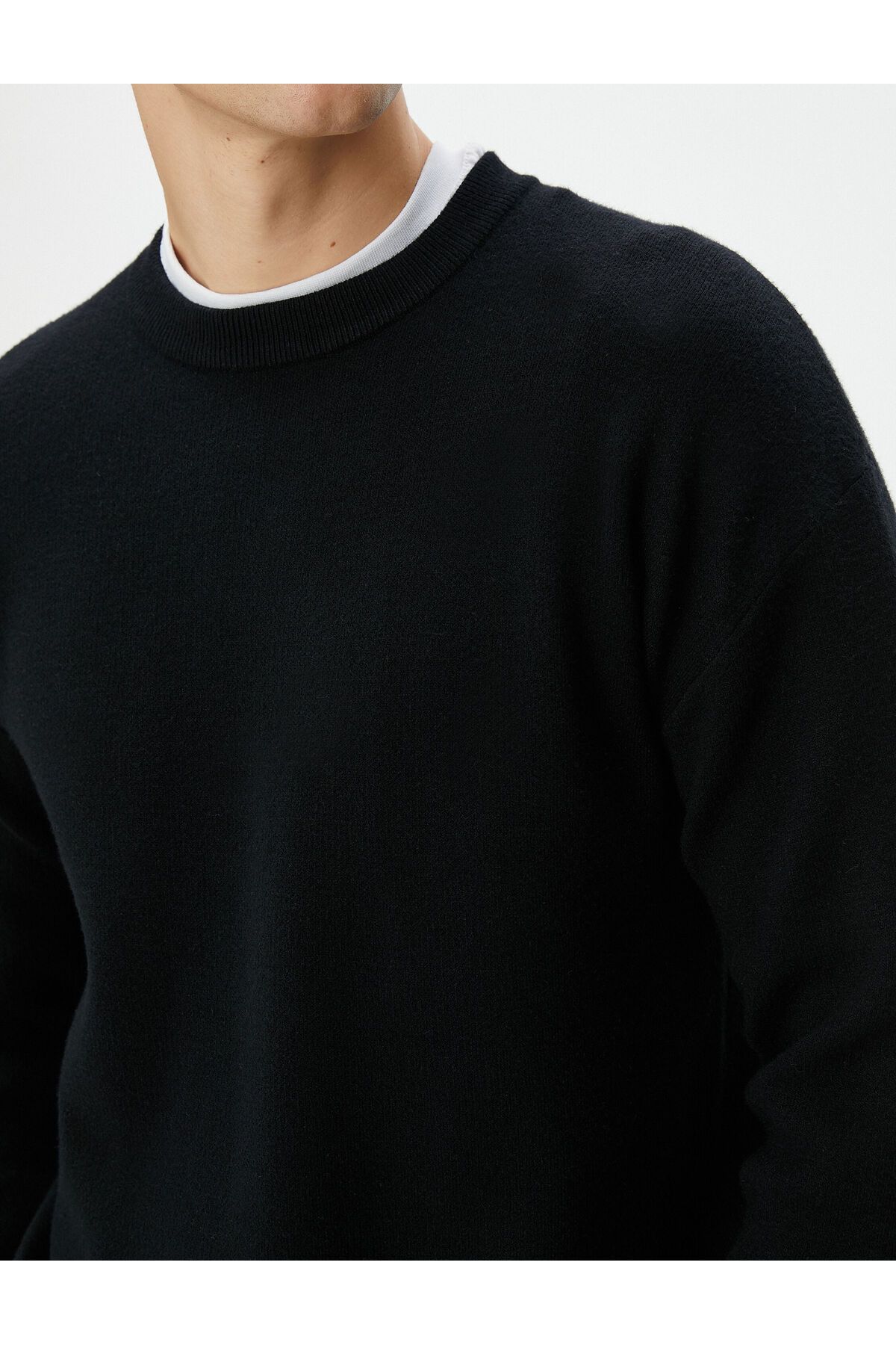 Koton-Crew Neck Long Sleeve Soft Textured Basic Knitwear Sweater 5