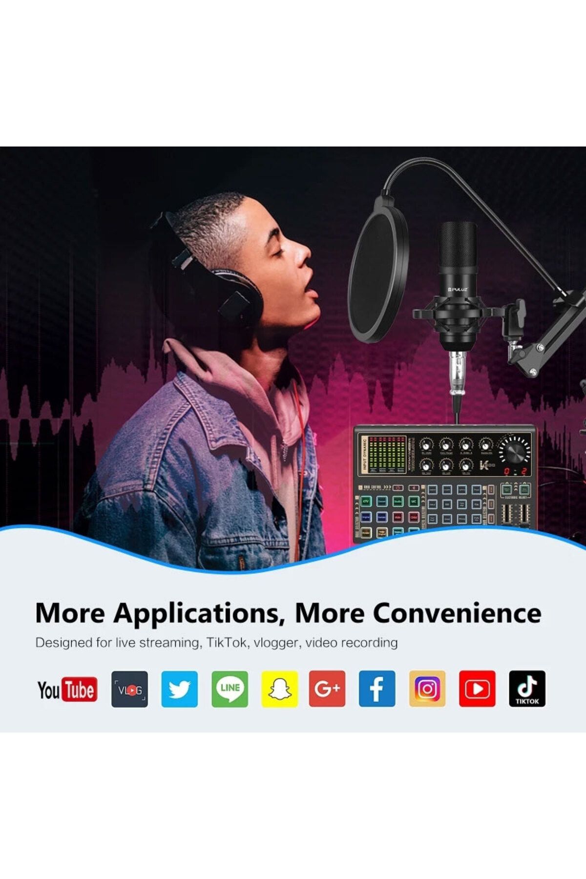 KEEPRO-K300 Bluetooth Sound Card for Live Broadcast, Mixer with Multiple Sound Effects 3