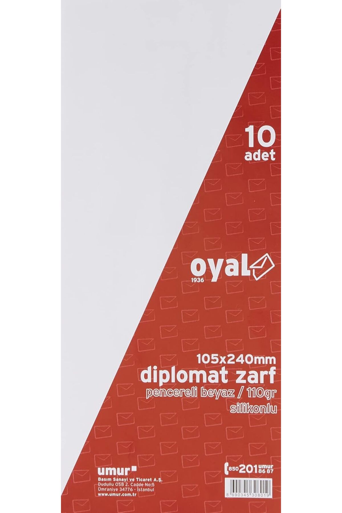 STOREMAX efshopx Diplomat Zarf Pencereli, 110 gr, Silikonlu, 10'lu, Beyaz New Desing 1002192