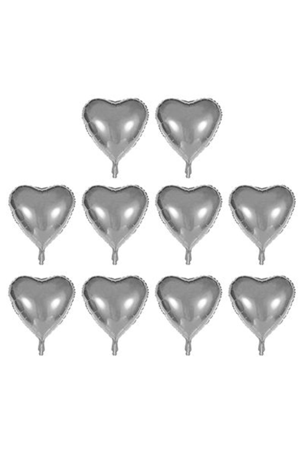 STOREMAX lbstorex Kalp Şekilli Gümüş Renk Toptan o Balon 45 cm 10 Adet Newdsng 1116818