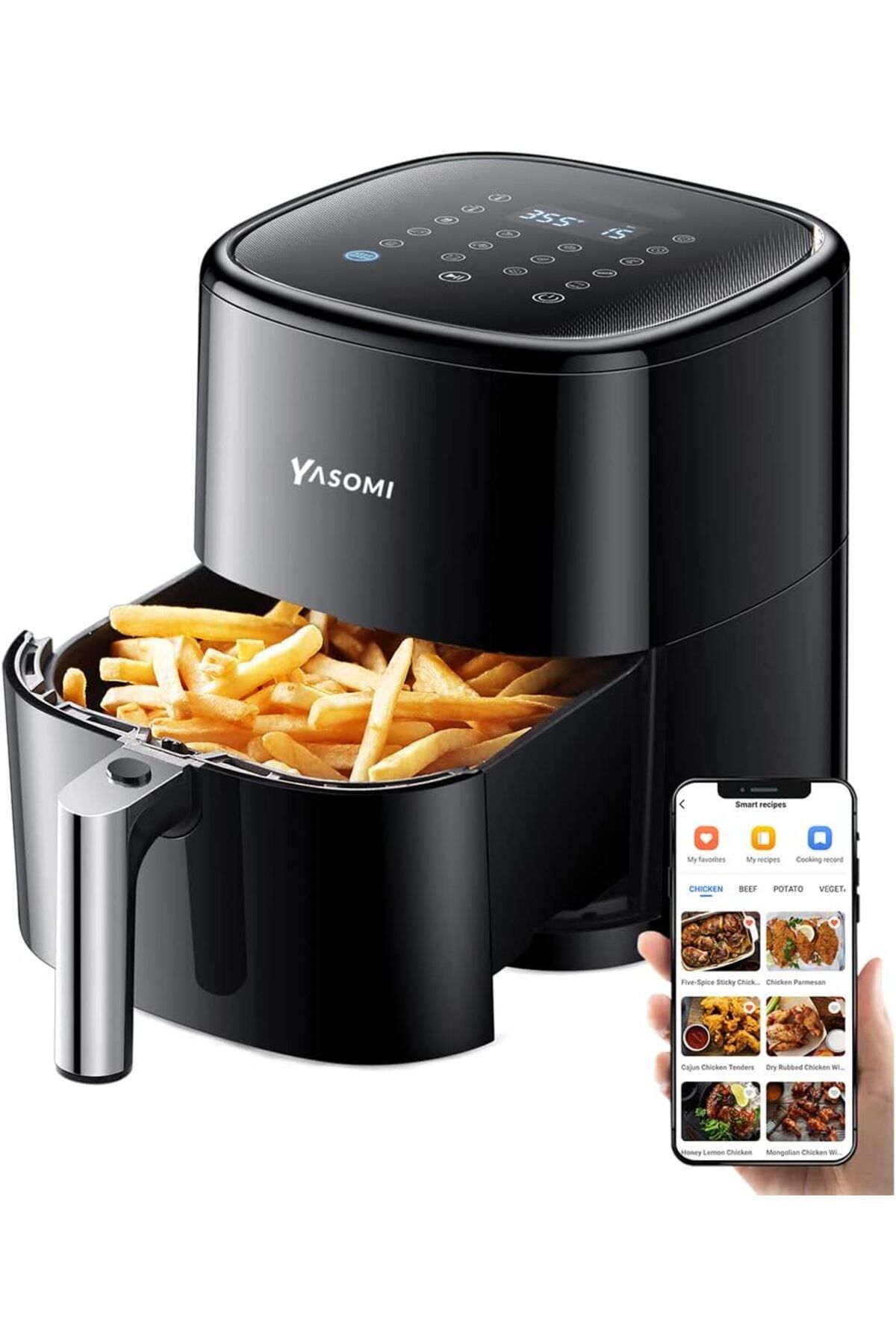 velvedi Y22 Air Fryer 1500W 5Lt Akıllı Fritöz (Yasomi Türkiye Garantili)