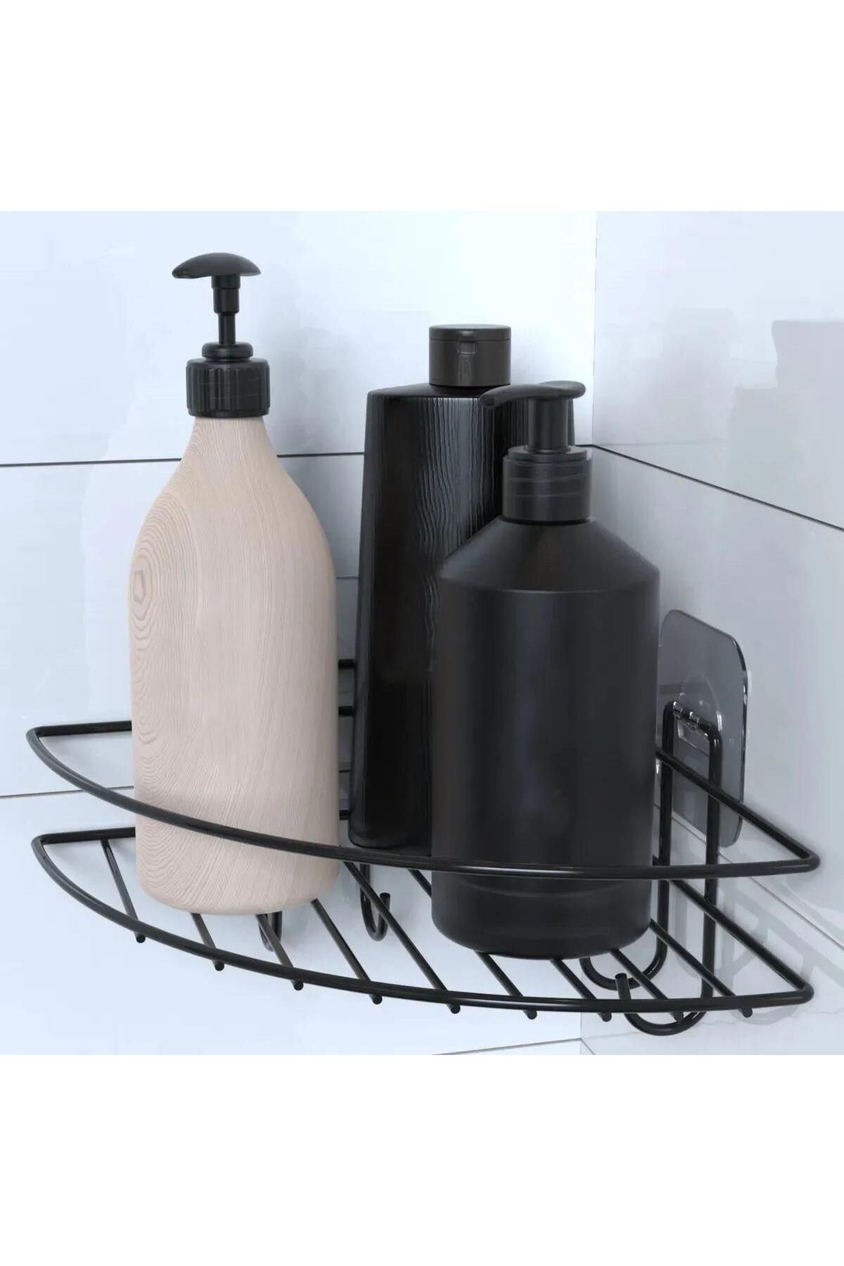 STOREMAX nffashopm Yapışkanlı Banyo Köşeliği Kancalı Köşe Rafı Duş Şampuanlık Duvar Düzenleyici