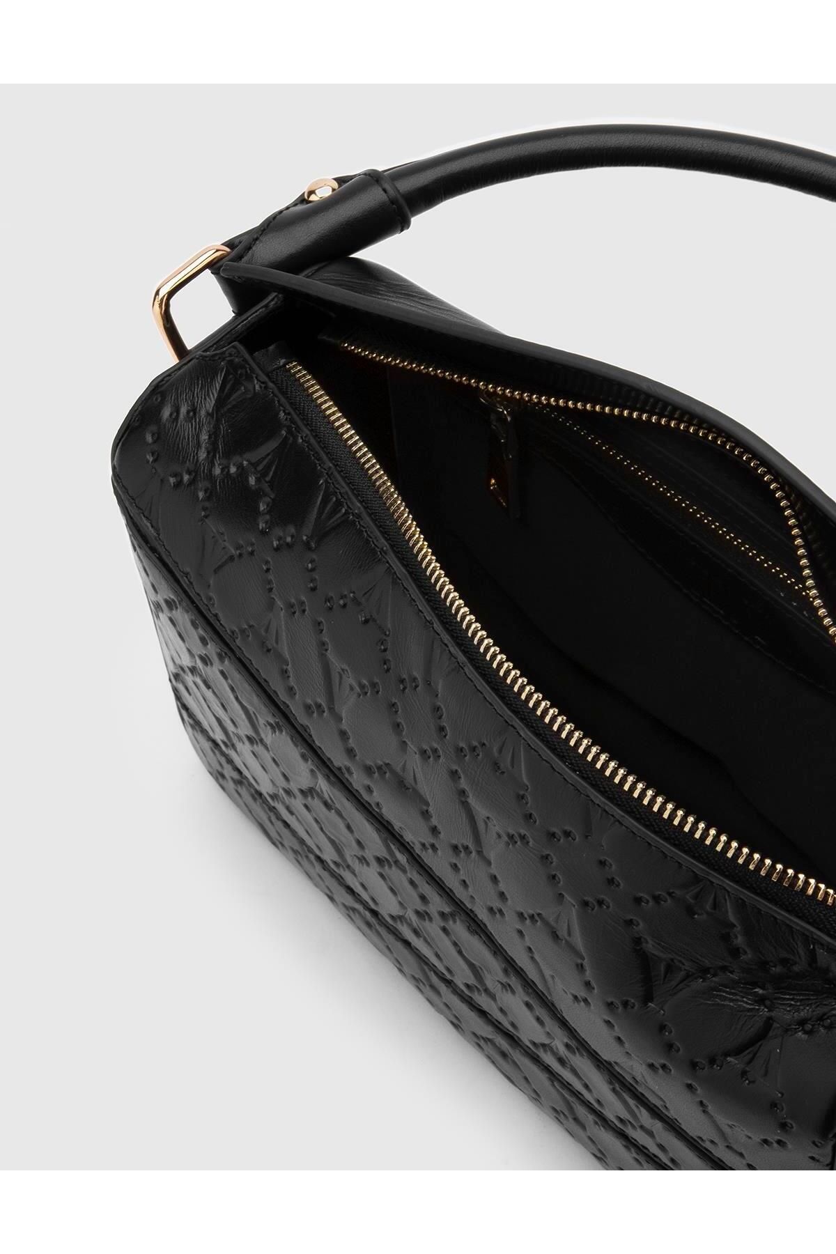 İLVİ-Lottie Black Genuine Leather Women's Handbag 5
