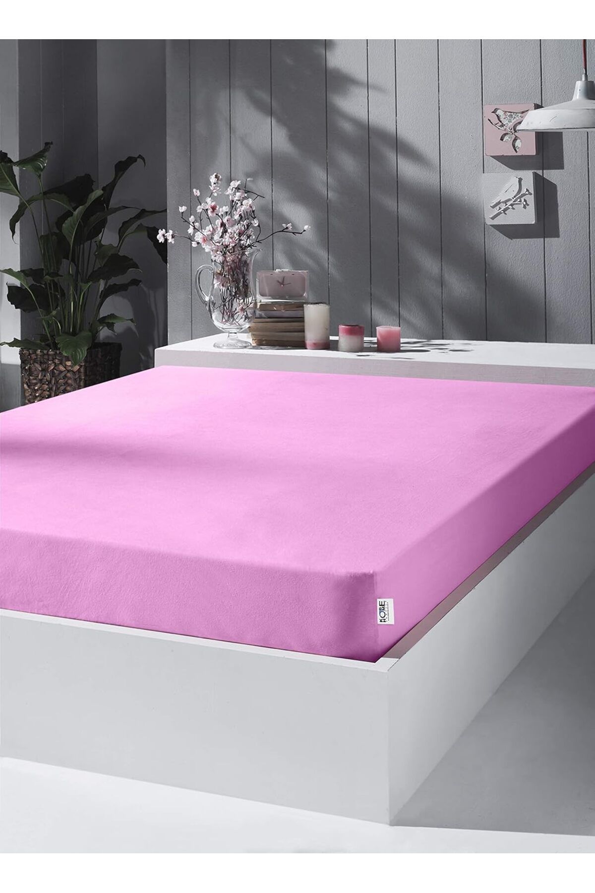 STOREMAX htpshopmx Örme Penye Lastikli Çarşaf, Çift Kişilik, Pembe, Pamuk-Elastan 230 G/M2 str http 10924
