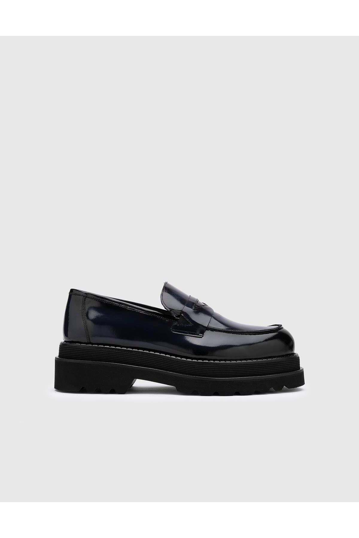 کفش های کژوال مردانه LOAFER BLUE NAVY LEAVY چرمی İlvi