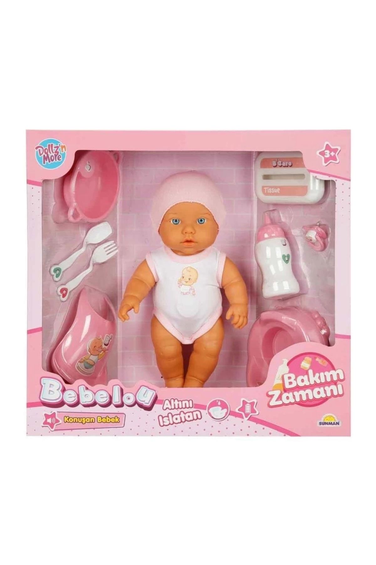 Basic Fun 3823 Bebelou Bakım Zamanı Sesli Gülen Ağlayan Bebek 32 cm -Sunman