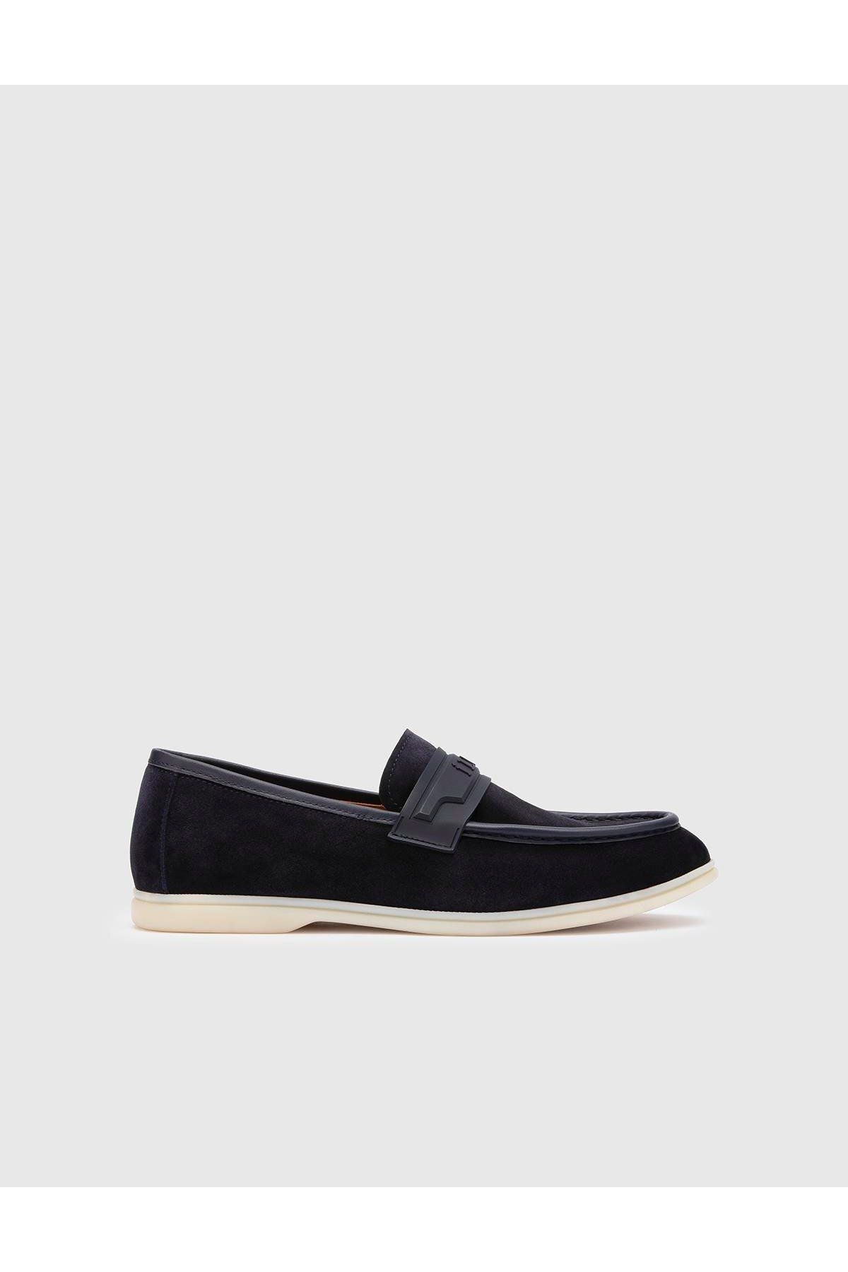 کفش های کژوال مردانه MYLES GENUINE چرمی مردانه'S NAVY BLUE LOAFER İlvi