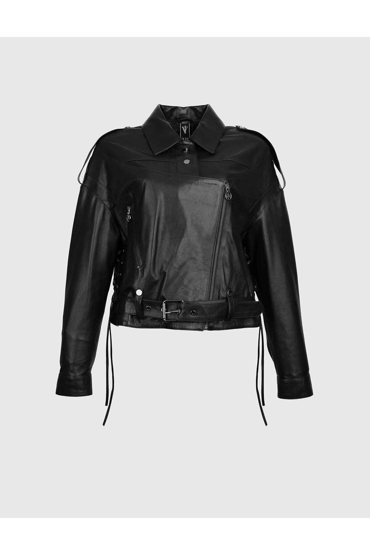 İLVİ-Imogen Genuine Leather Women's Black Jacket 3