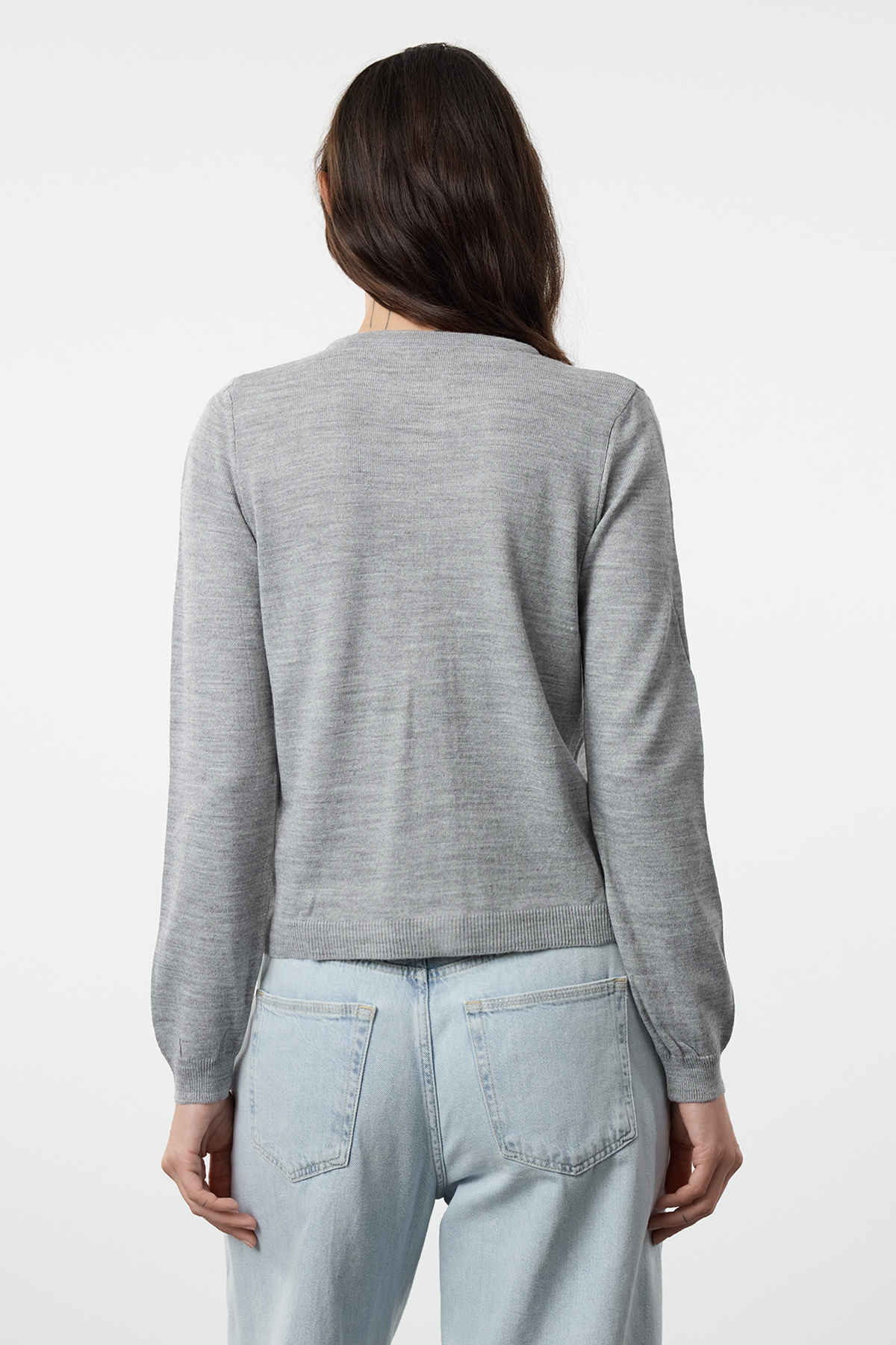 Trendyolmilla  Lacivert-Gri İkili Paket Bisiklet Yaka Triko Hırka TWOAW25HI00344 - Görsel 5