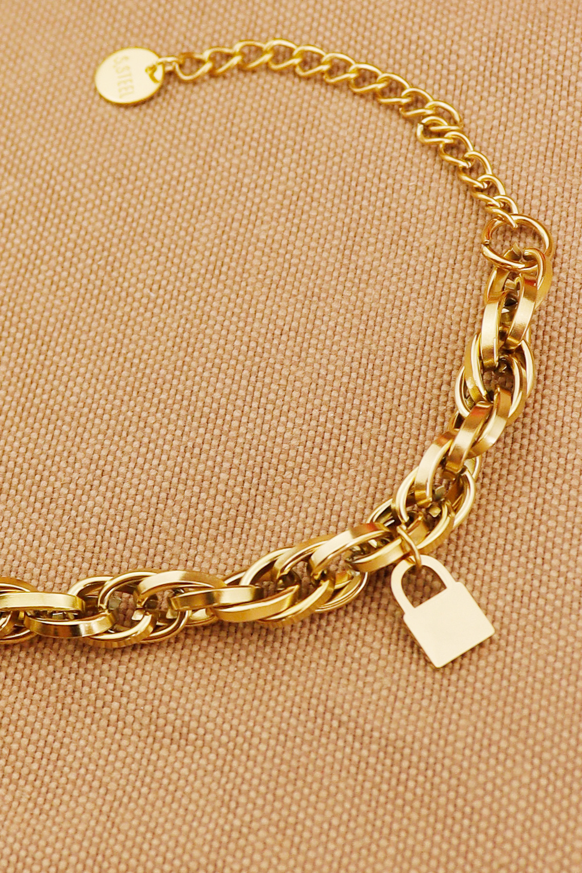 Keyifli Hayaller  İç İçe Sarmal Halka Kilit-Kalp-Nazar Charmlı 316L Çelik Kararmaz Solmaz Çelik Bileklik 18+5 cm - Görsel 4