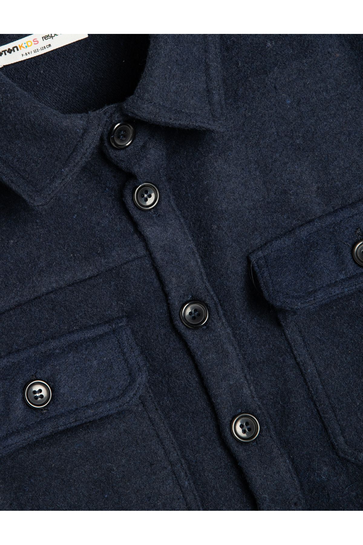 Koton-Long Sleeve Shirt Jacket - Covered Pocket Detail, Buttoned 5