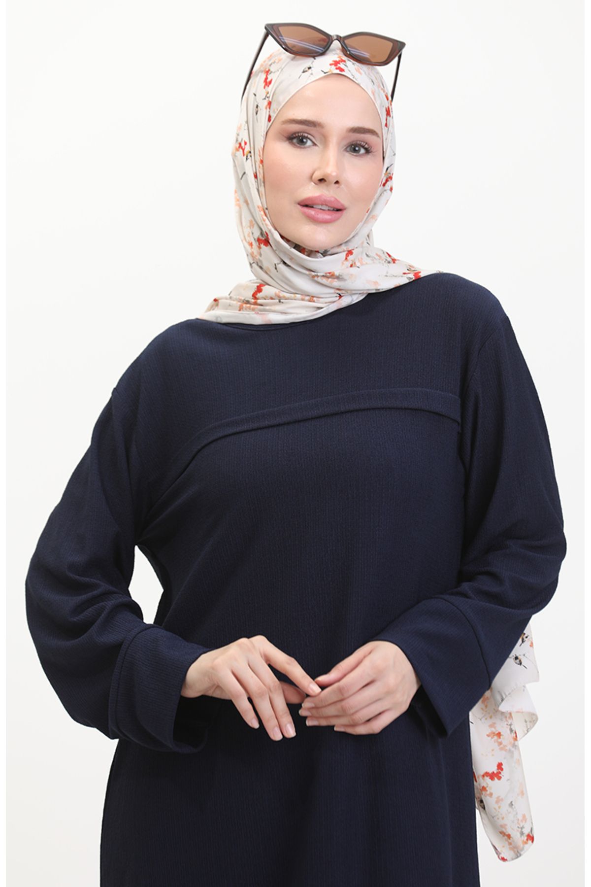 sefamerve-Μπροστινό ριγέ τουνίκ Bürümcük 5105-03 Navy Blue 3