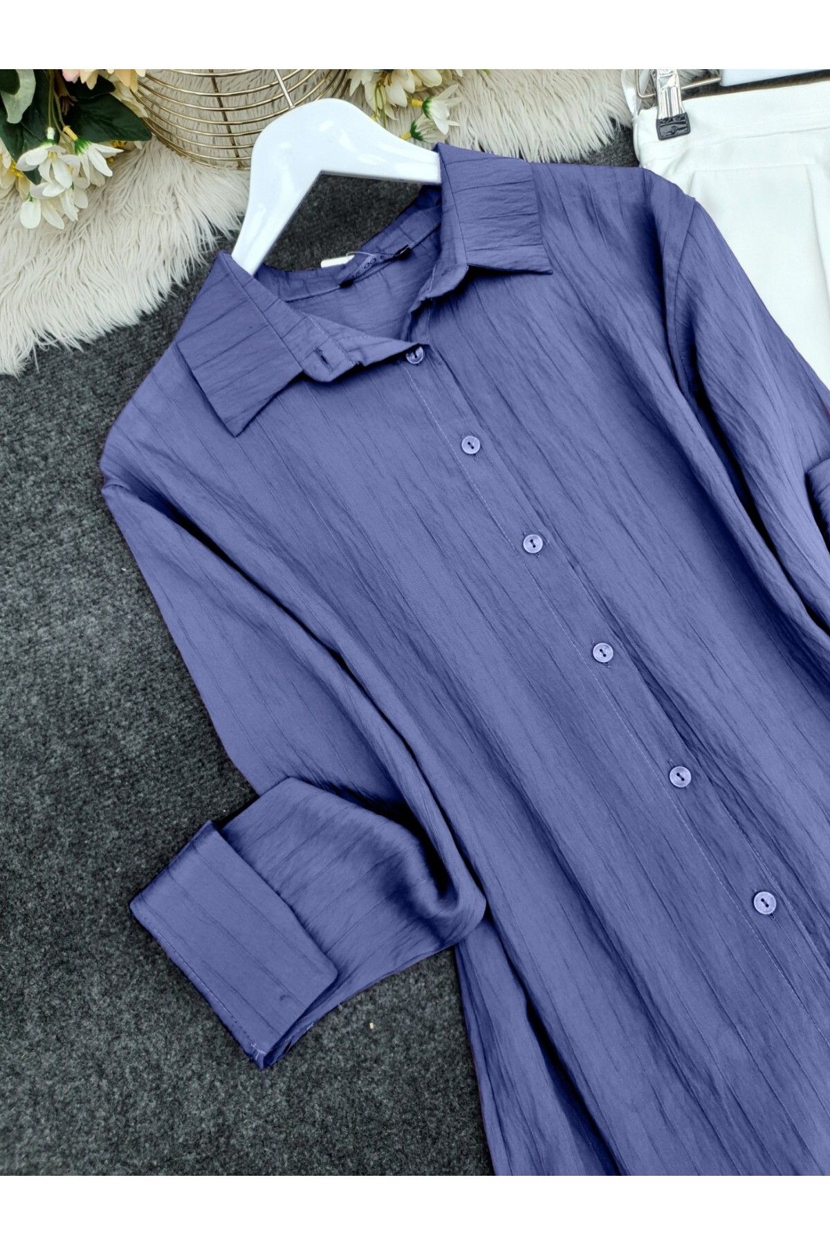 Modamorfo-Indigo Striped Long Button Shirt 2