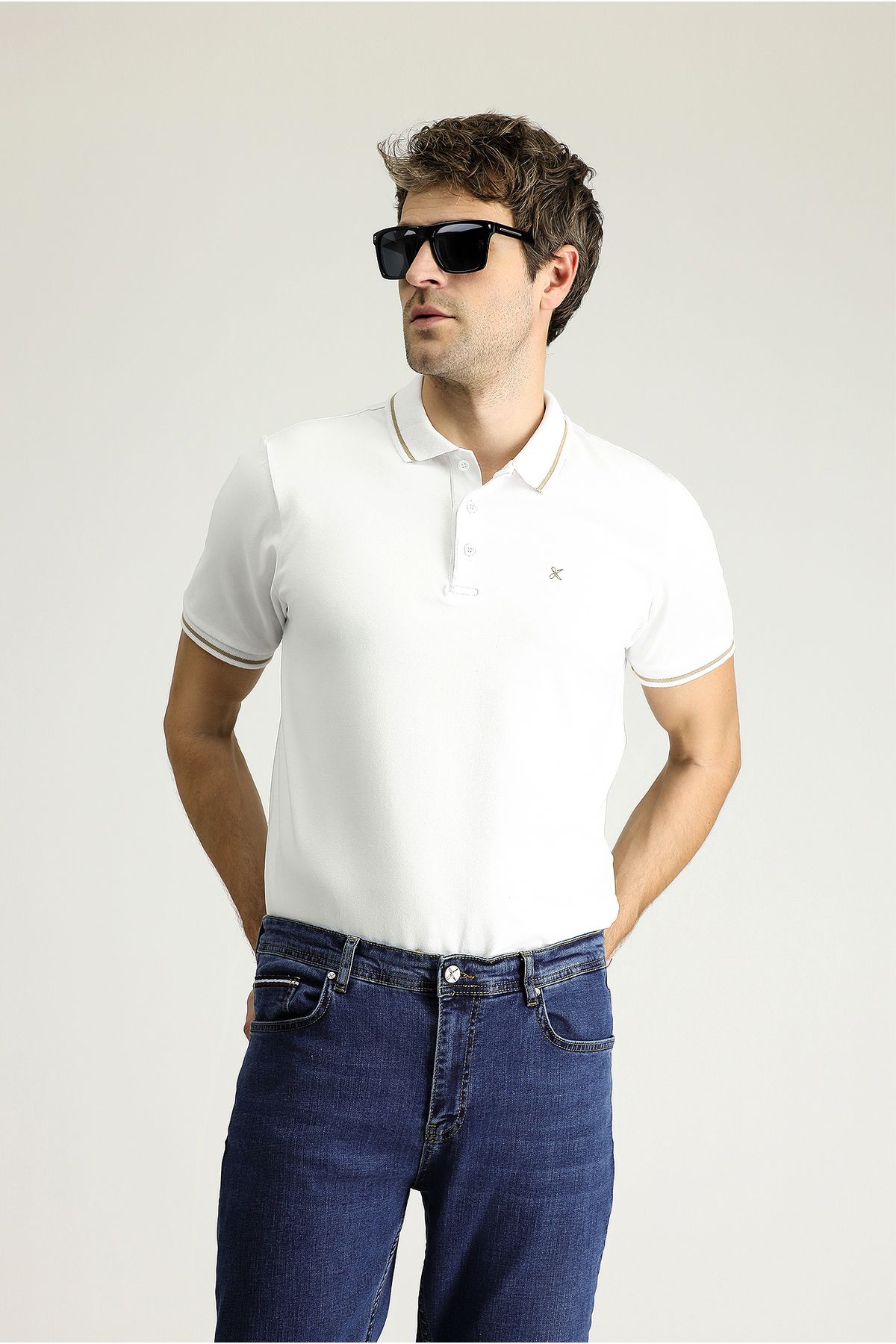 Kiğılı Polo Yaka Slim Fit Dar Kesim Nakışlı Süprem Pamuklu Tişört