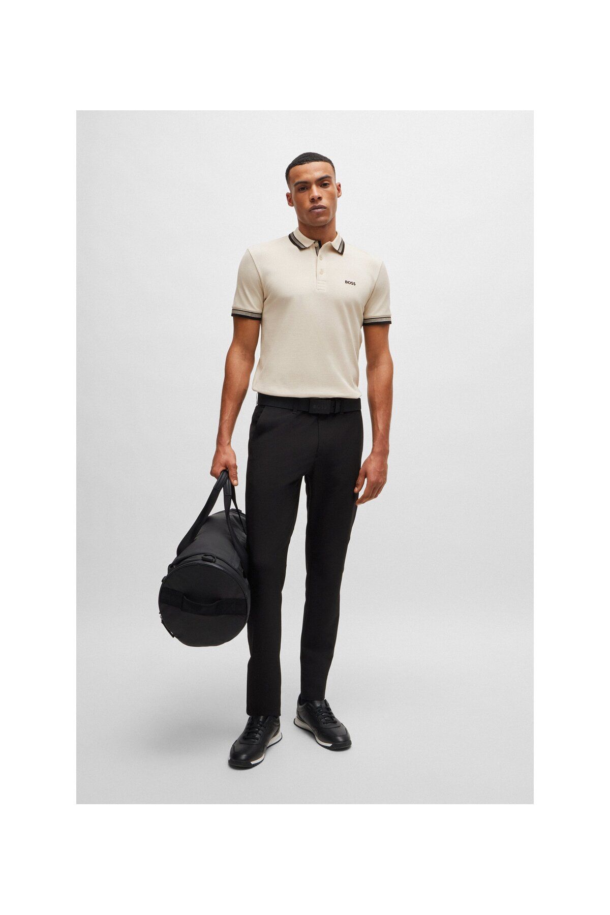 تی شرت یقه پولو سفید مردانه لوگوی رنگ کنتراست پنبه چوگان yaka t shirt BOSS