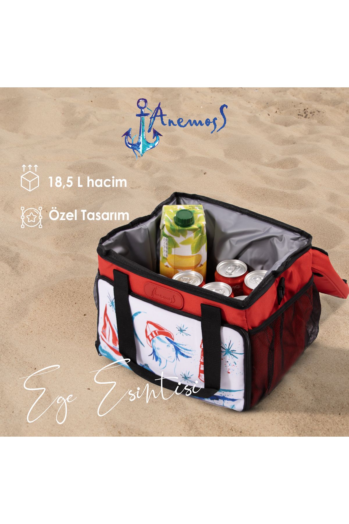 ANEMOSS-Leuchtturm-Mädchen Isolierte Rote Tasche 4