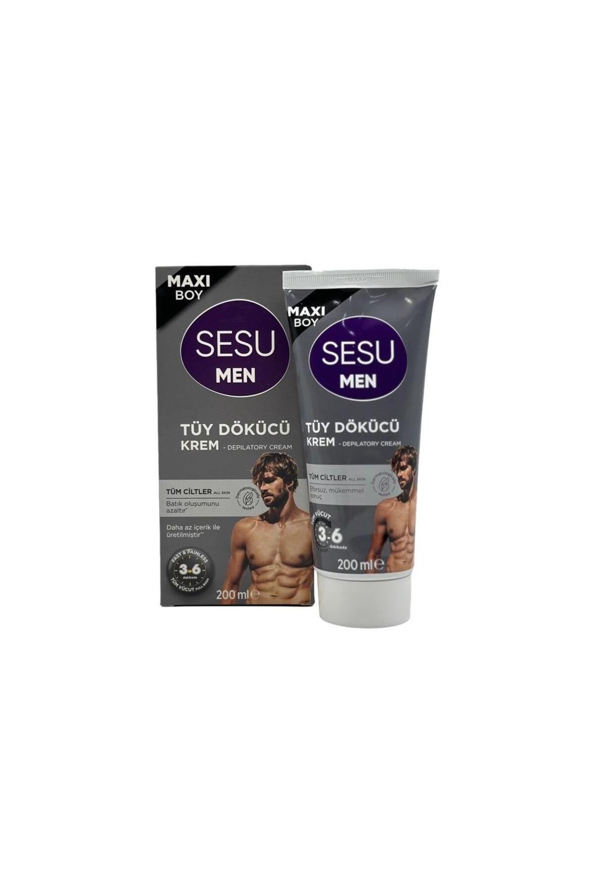 Sesu Men Maxi Boy Tüm Cilt Tipleri Için Erkek Tüy Dökücü Kremi 200 ml