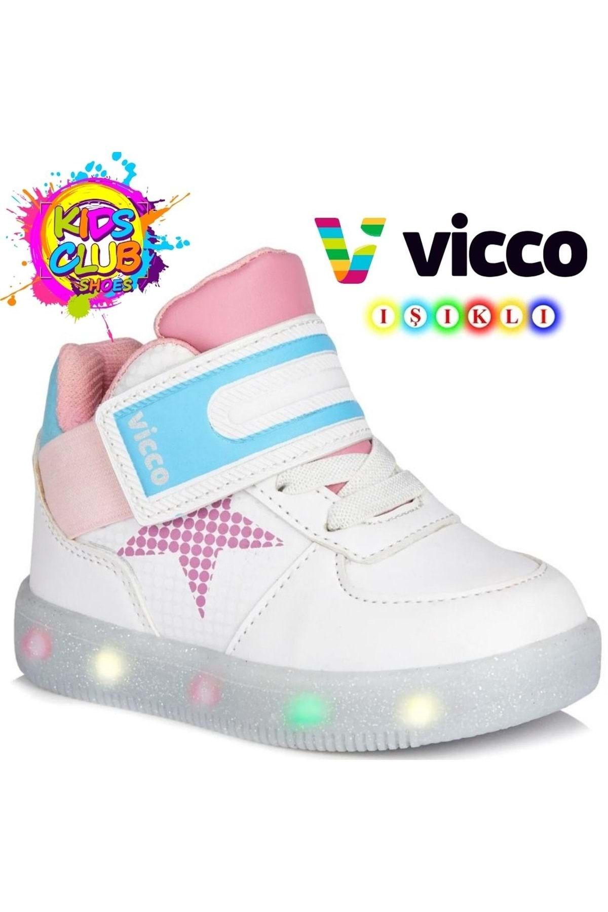 Kids Club Shoes-Vicco Magic Orthopedic Lighted Children's Sports Shoes - WHITE-PINK 1