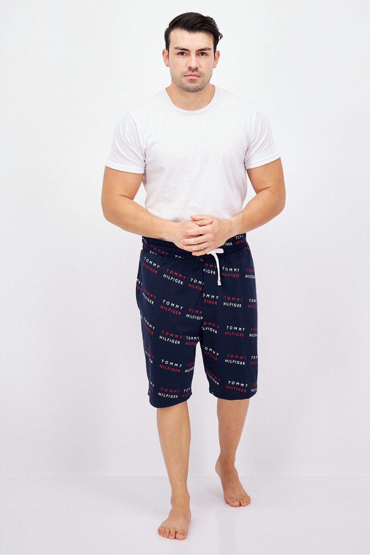 Tommy Hilfiger-Men Drawstring Printed Pajama Shorts, Navy Combo 4