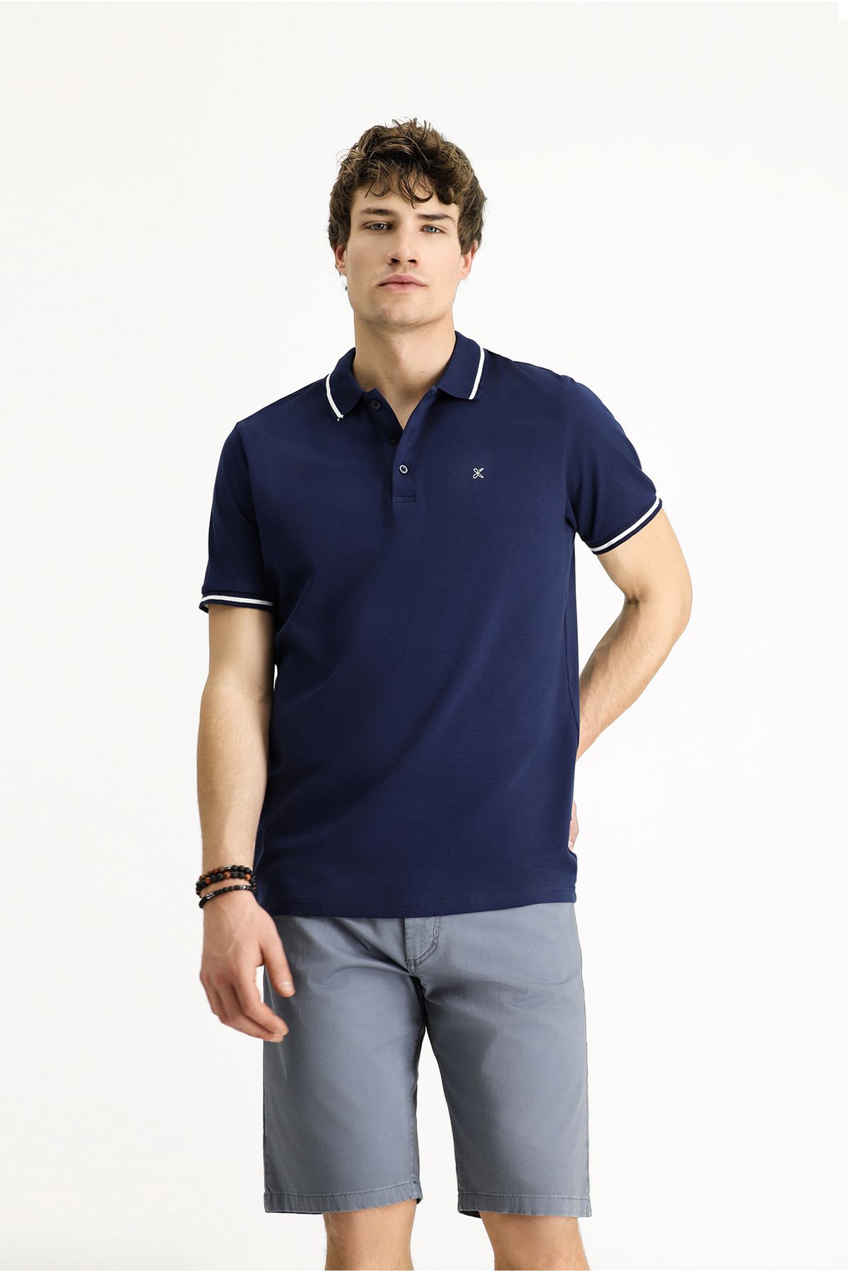 Kiğılı Polo Yaka Slim Fit Dar Kesim Nakışlı Süprem Pamuklu Tişört