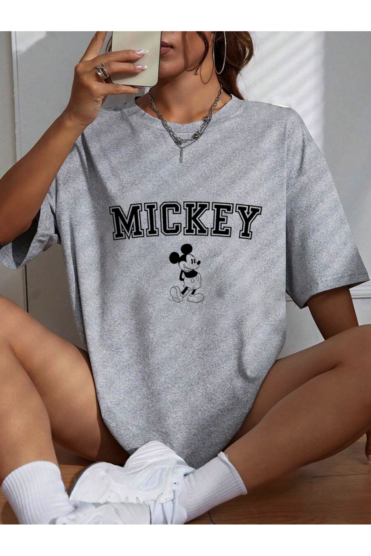 Cosmo Style-Mickey Patterned Wide Fit Unisex T-Shirt Series - Large Size Oversize Curve 2