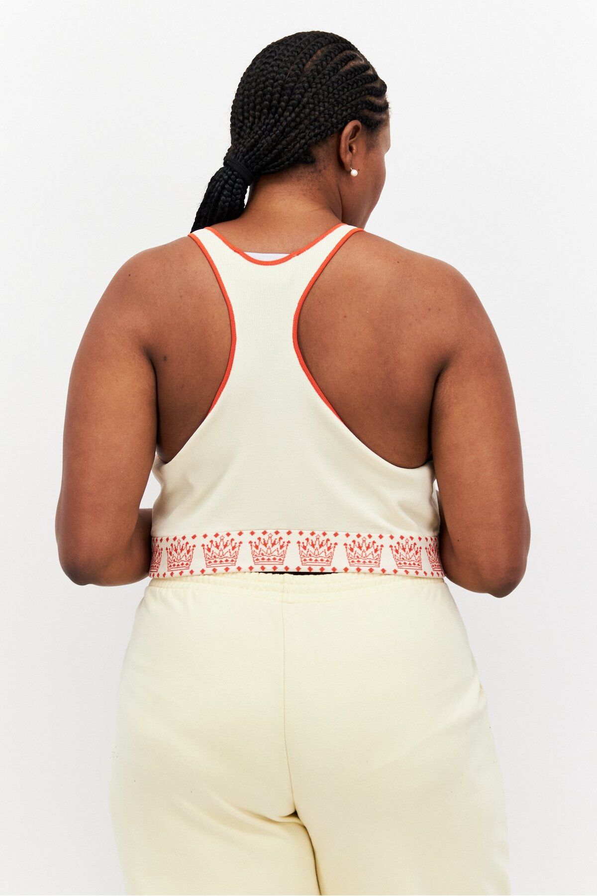 Royalty By Maluma-Women Scoop Neck Sleeveless Racerback Cropped Top, Ivory 2