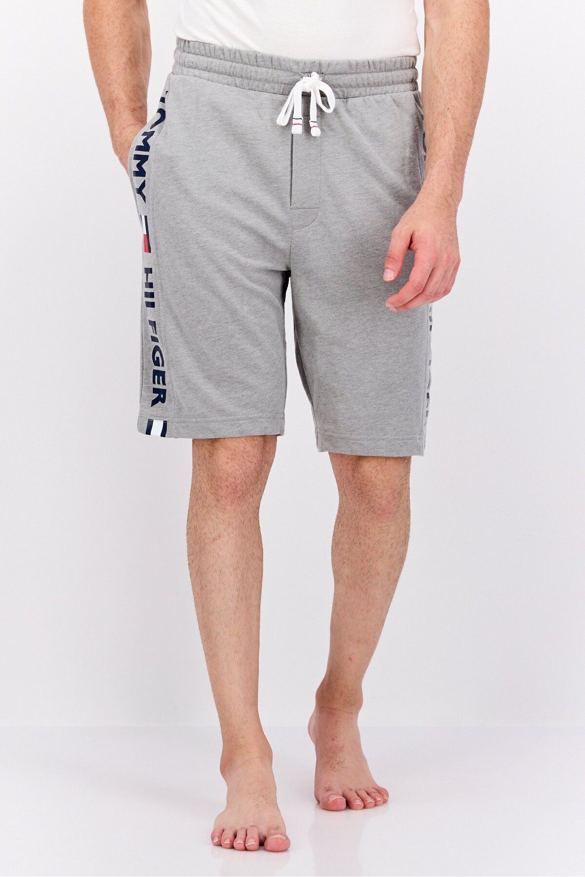 Tommy Hilfiger-Men Brand Logo Drawstring Pajama Shorts, Grey Combo 1