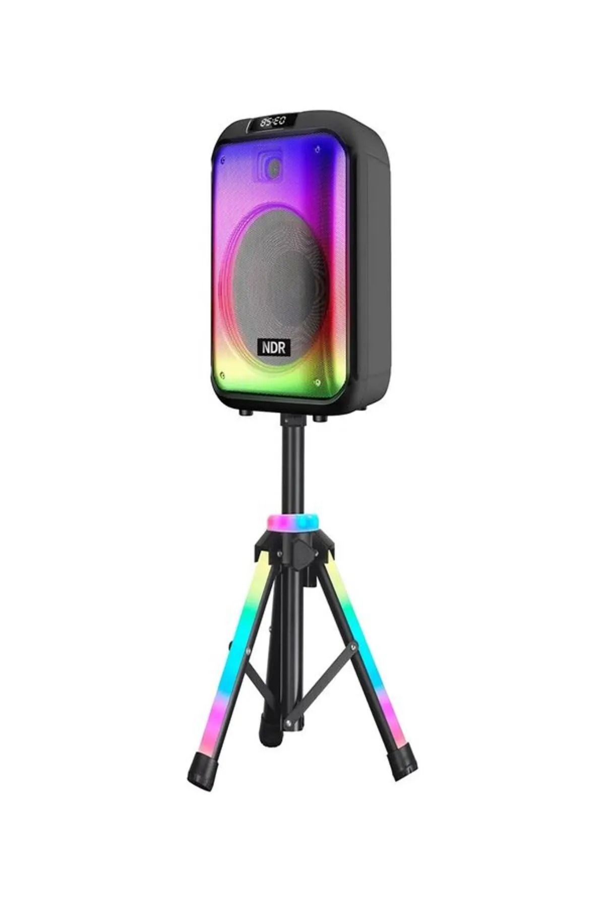 L'eDoren NDR-102B Full RGB Işıklı Sahne Ayaklı 12 inç 40 WATT Taşınabilir Kablosuz Mikrofonlu Ses Sistemi