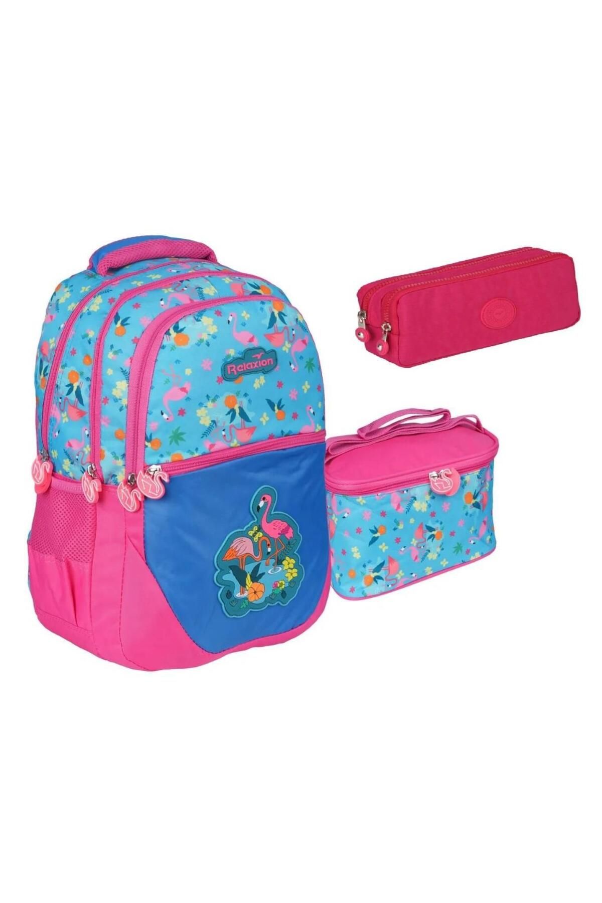 SYG Set Flamingo 3 Bucăți - Rucsac Pentru Școală Primară, Nutriție Și Suport Pentru Stilouri Syg1350 - Roz Femeie - One Size