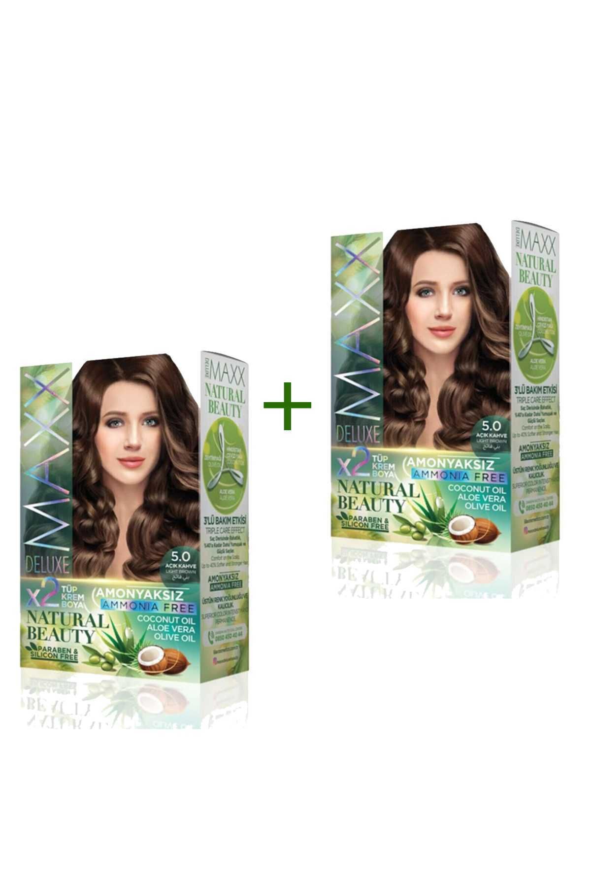 karadağsb 2 Paket Natural Beauty Amonyaksız Saç Boyası 5.0 Açık Kahve