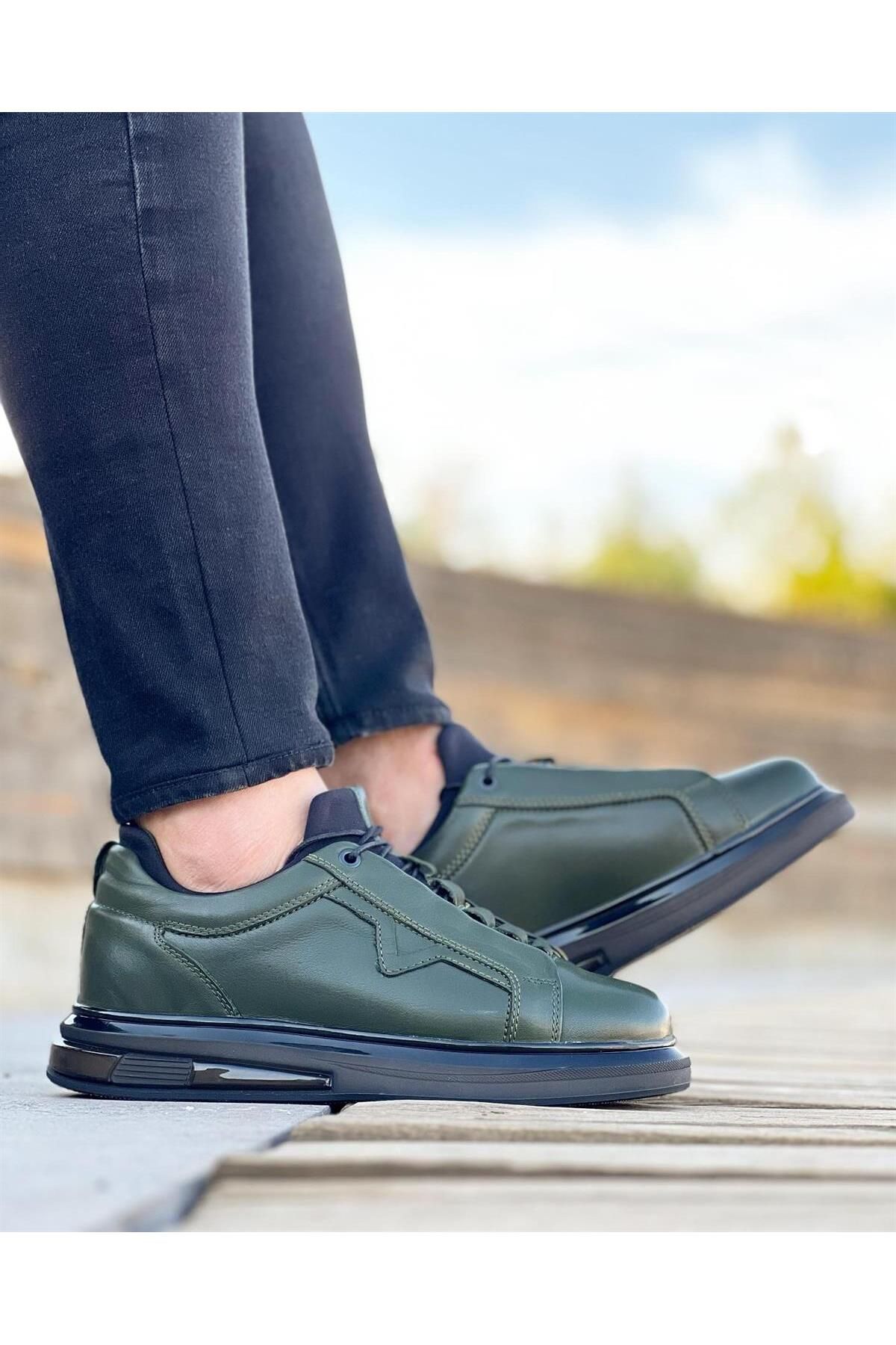اسنیکر سبز مردانه 0396 کفش ورزشی چرمی ByItallanoshoes