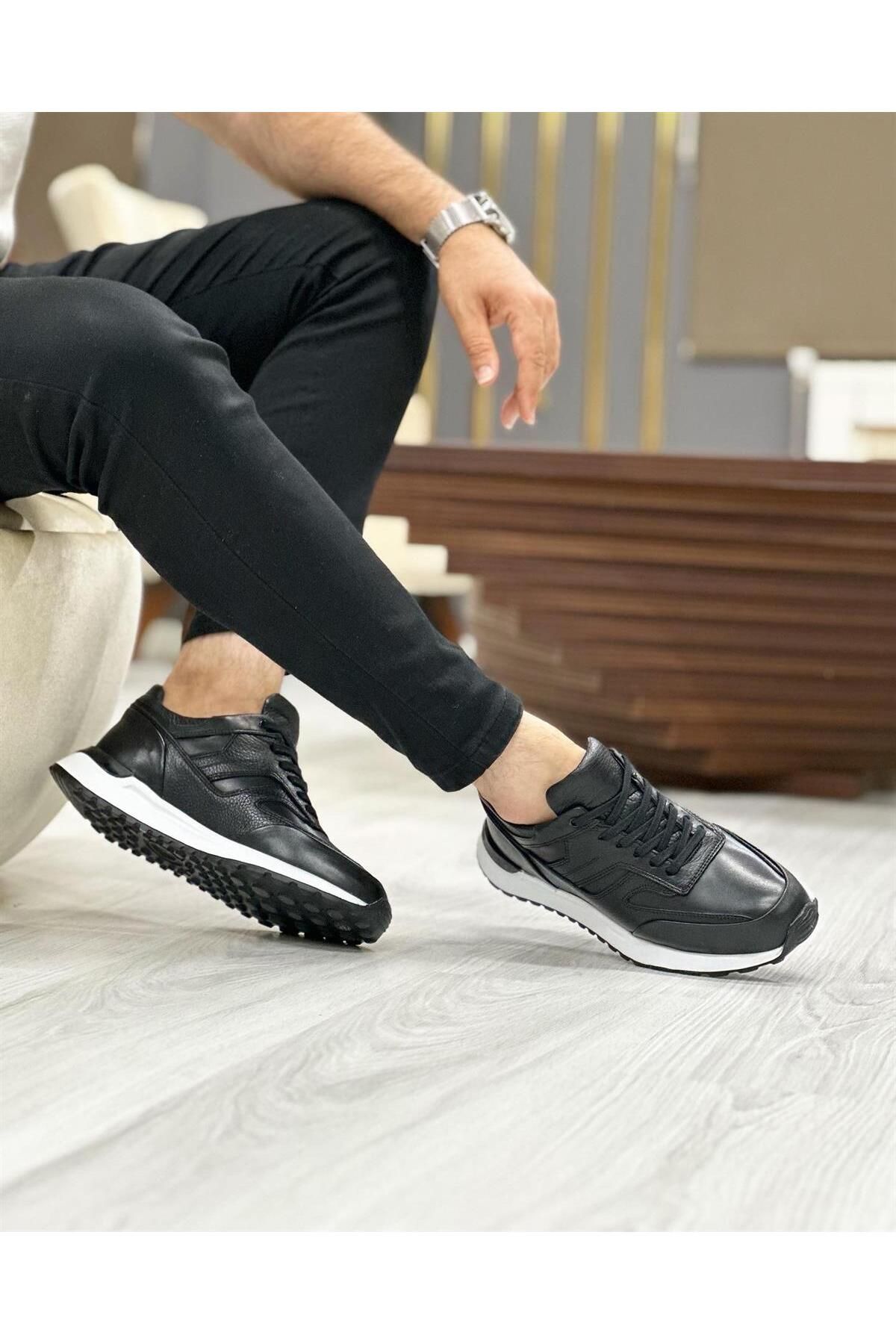 اسنیکر مشکی مردانه سیاه آرت 5634 کفش ورزشی چرمی ByItallanoshoes