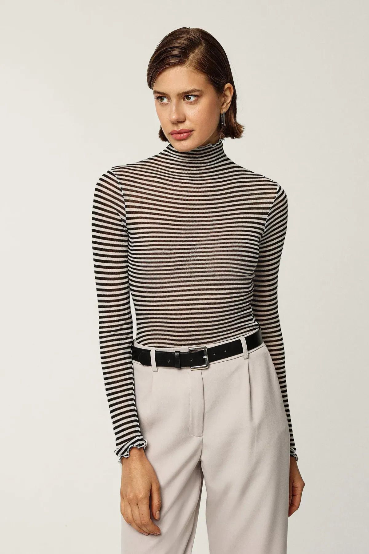 Hiccup-Half Turtleneck Striped Top 4