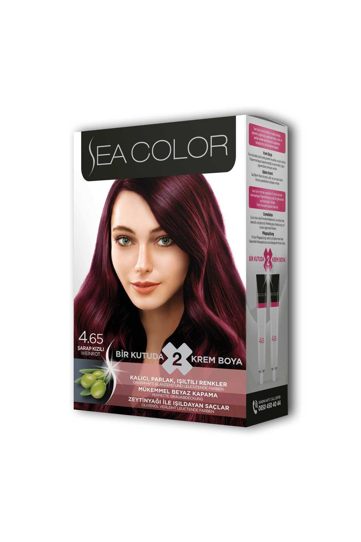 Sea Color 2 Tüp Krem Saç Boyası Seti Kızılı No:4.65