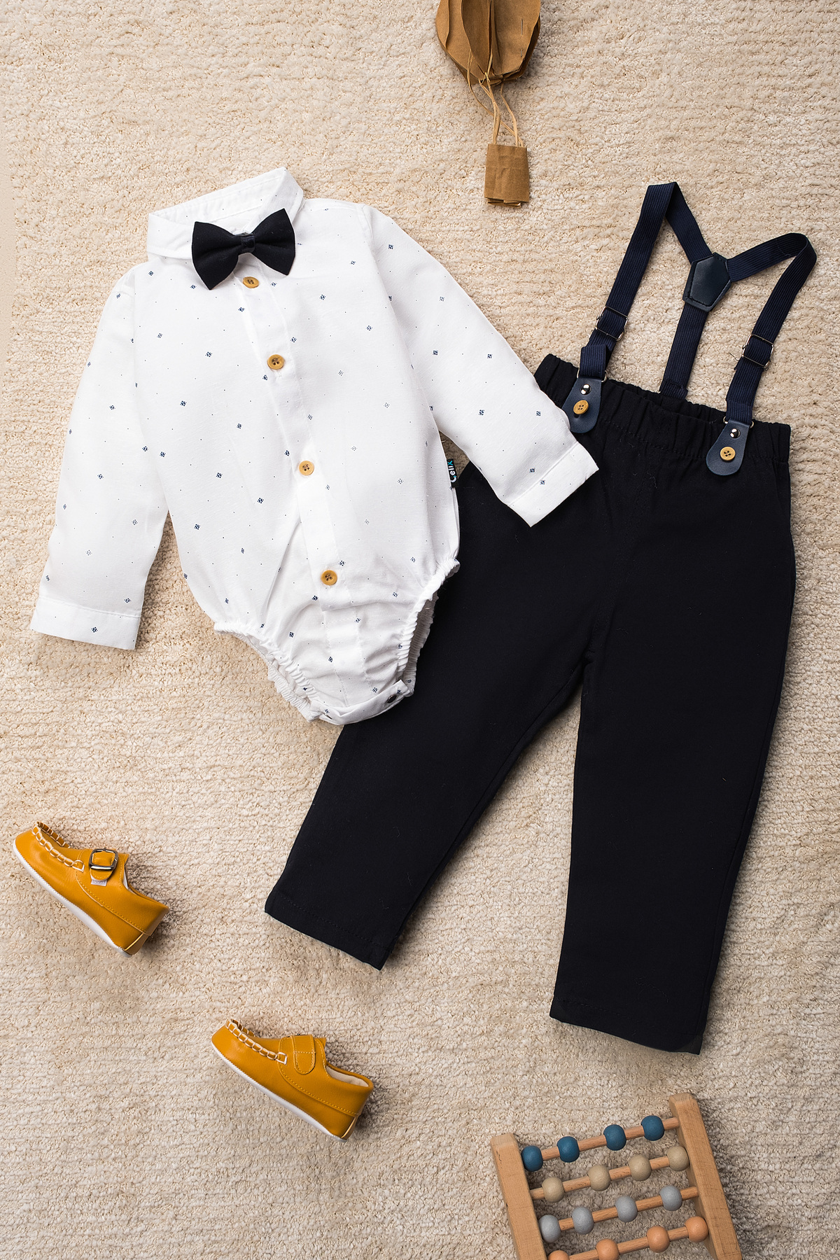 Mai Perla Zıbın Gömlekli 4 Parça Papyon ve Slopetli Bebek Takım Elbise fotoğrafı 5 (önizleme)