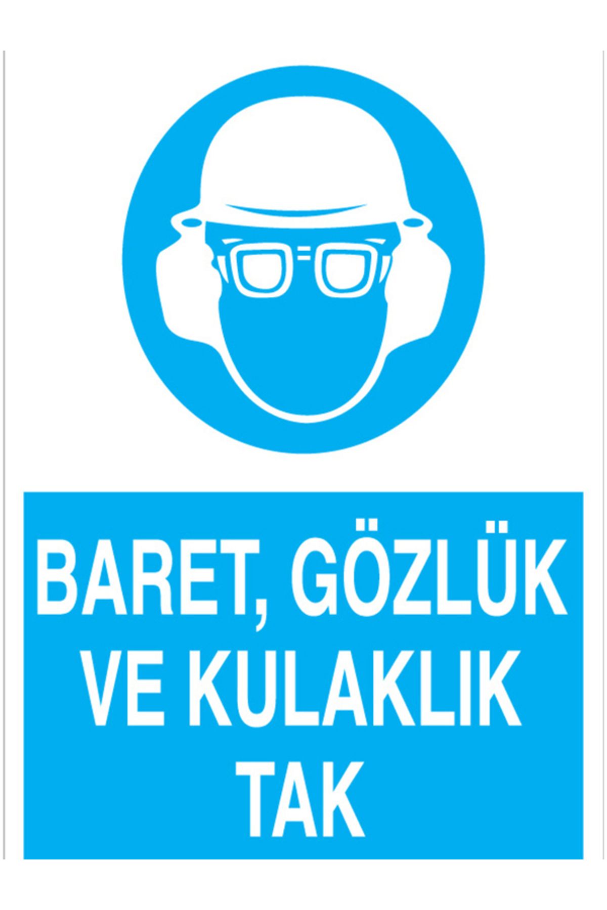 Uytab Baret Gözlük Ve Kulaklık Tak Uyarı Tabelası - 20x30 Alüminyum Kompozit Panel - Dİ25