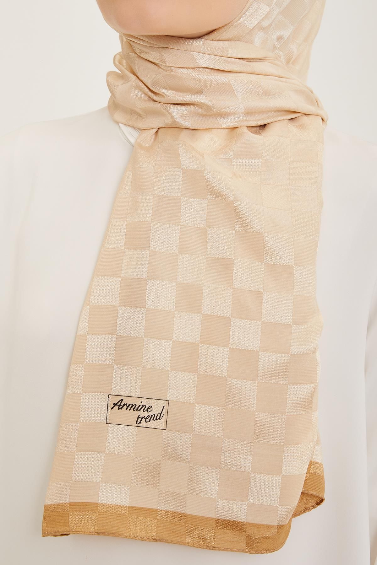 Armine-Trend Janjan Shawl - Checkerboard - Gold 52 2