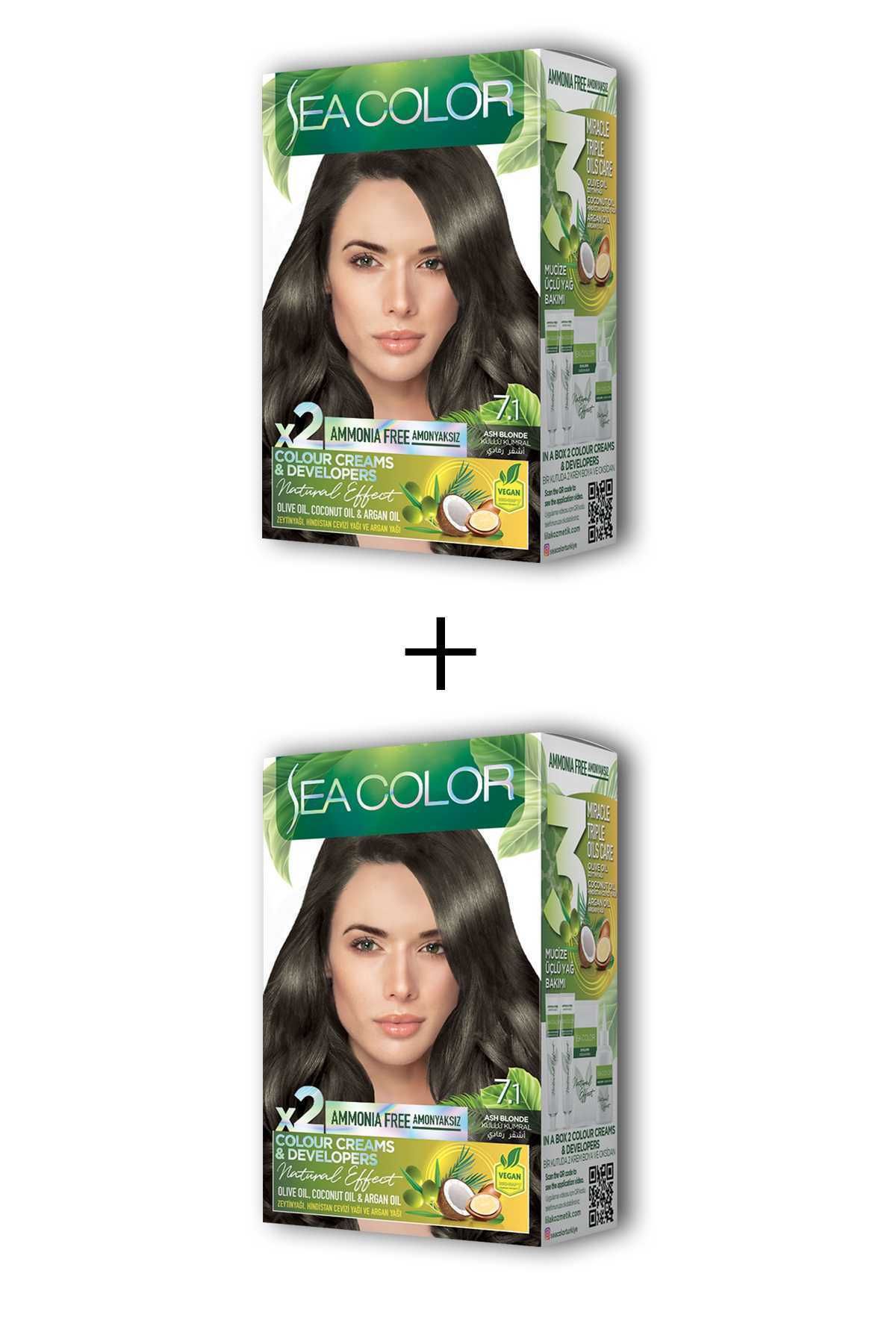Sea Color 2X2 Tüp Krem Saç Boyası Seti Küllü Kumral No:7.1