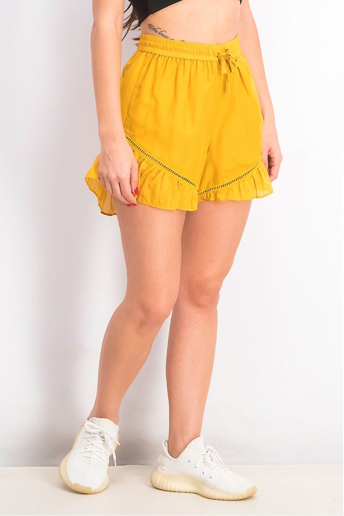 Scotch & Soda-Women Ruffle Basic Shorts, Brown 4