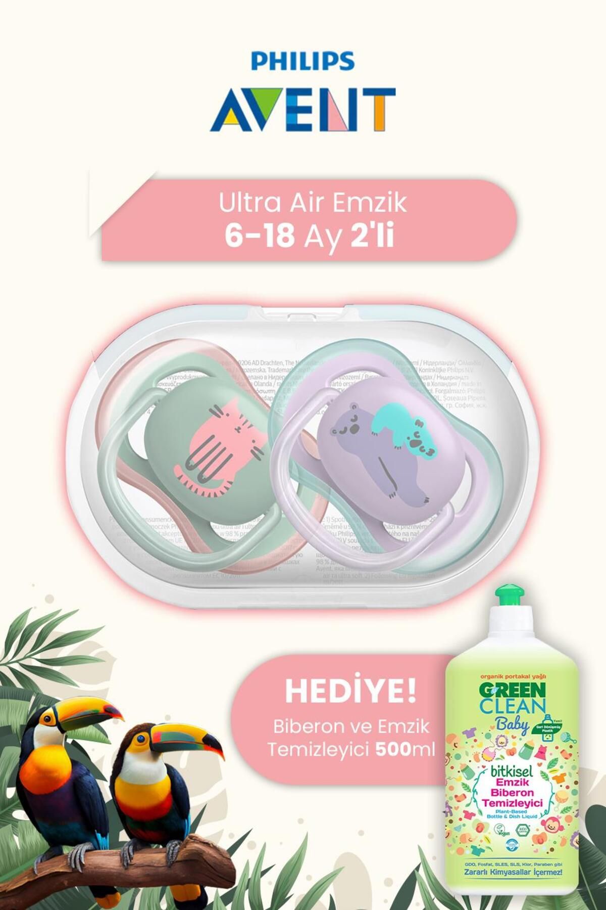 Green Clean Philips Avent Ultra Air Emzik 6-18 Ay Hediyeli