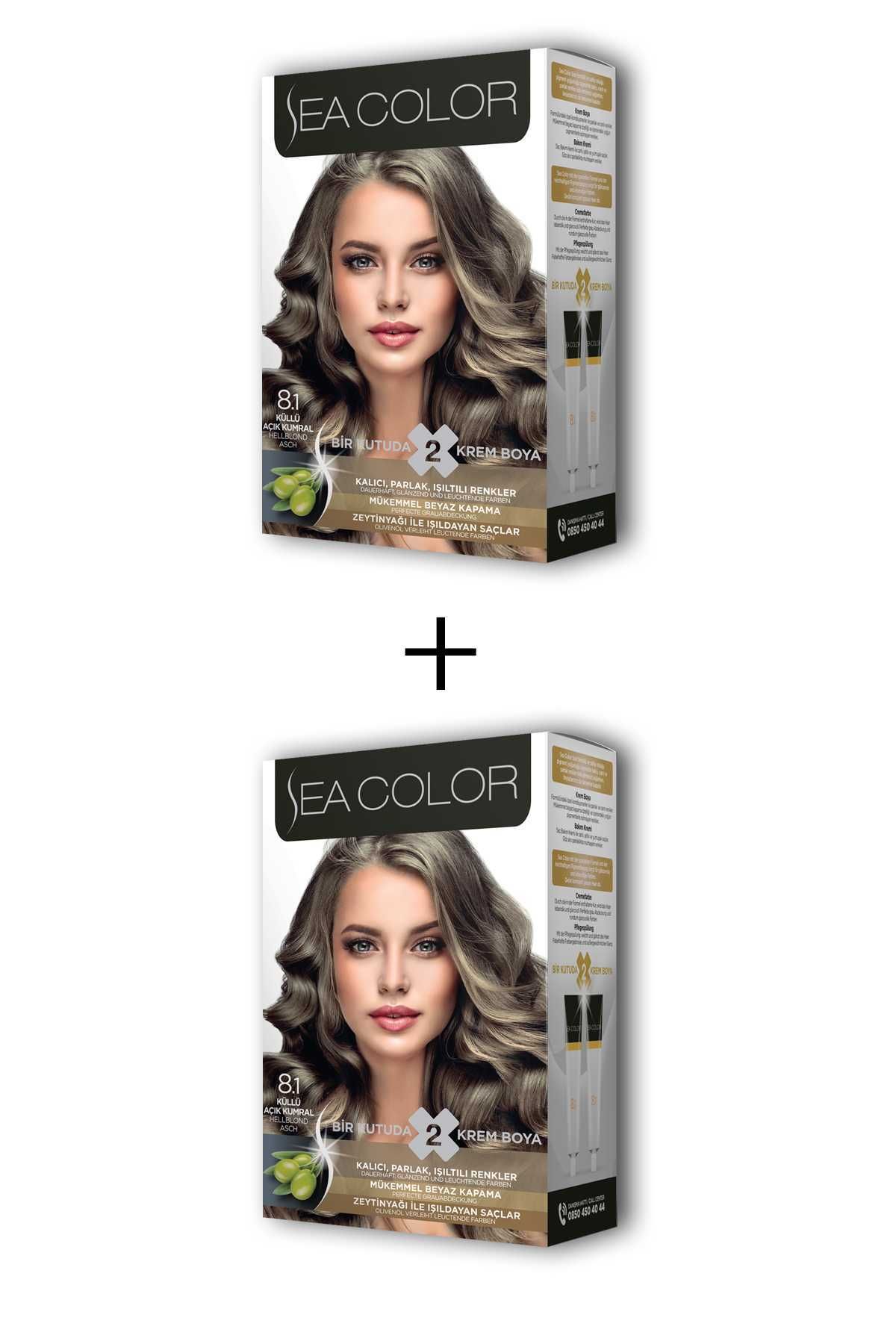 Sea Color 2X2 Tüp Krem Saç Boyası Seti Küllü Açık Kumral No:8.1
