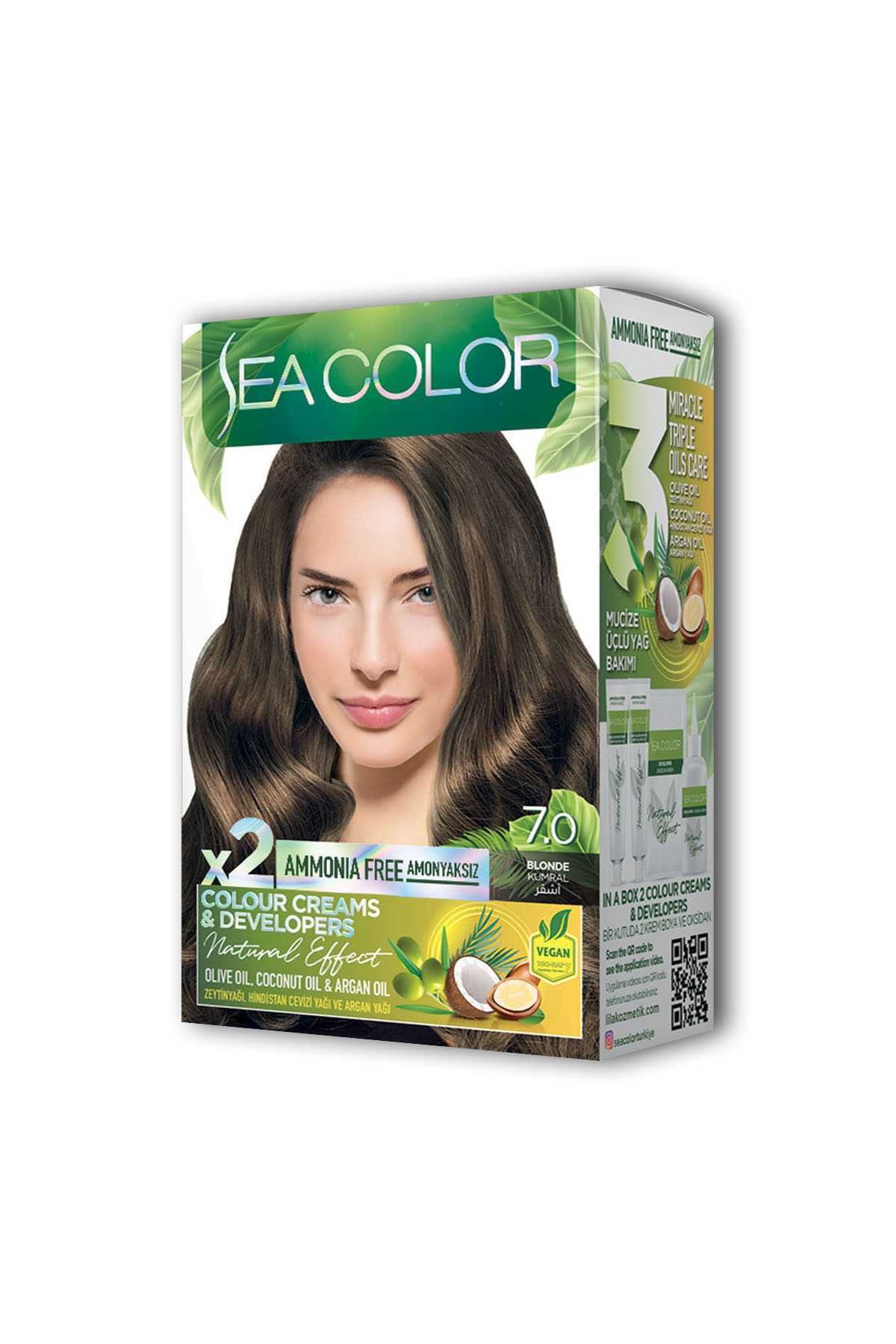 Sea Color 2 Tüp Krem Saç Boyası Seti Kumral No:7.0