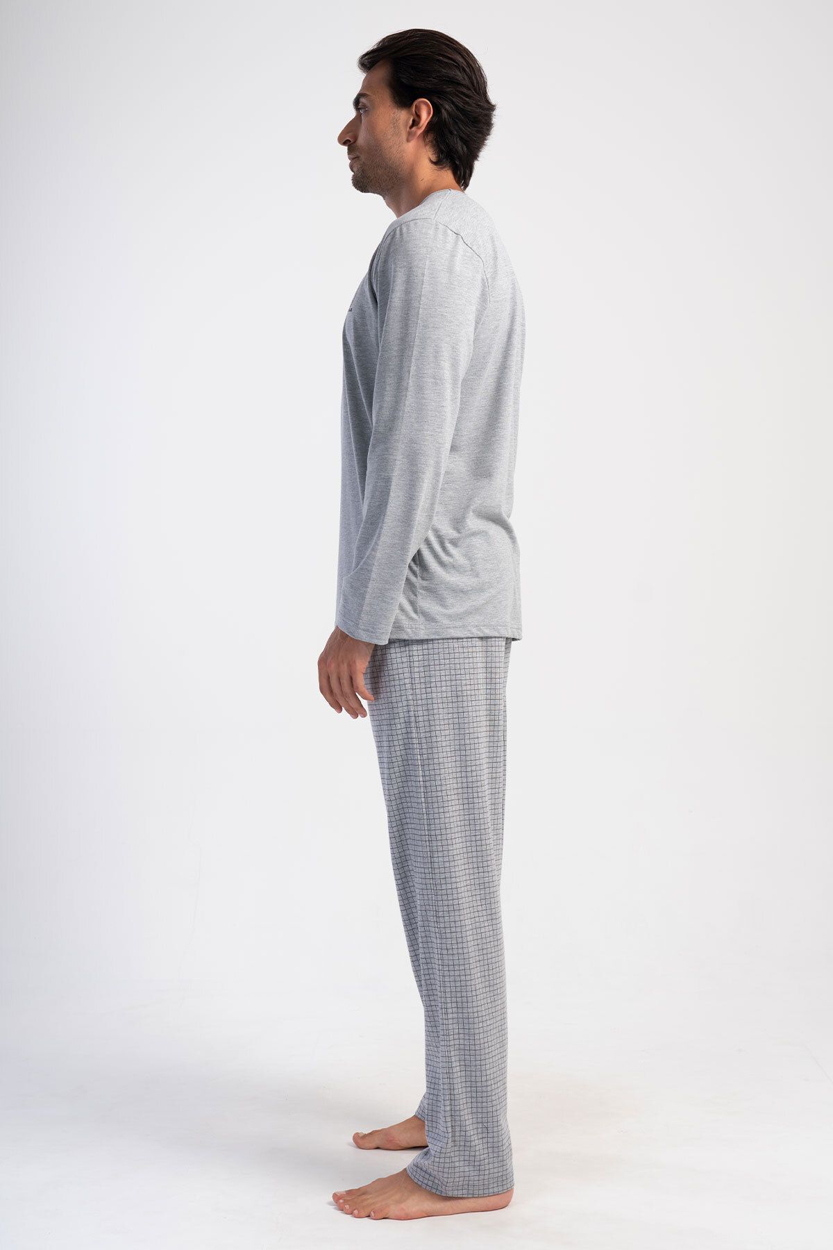 ELİS-Long Sleeve Gray King Size Men's Pajama Set 2