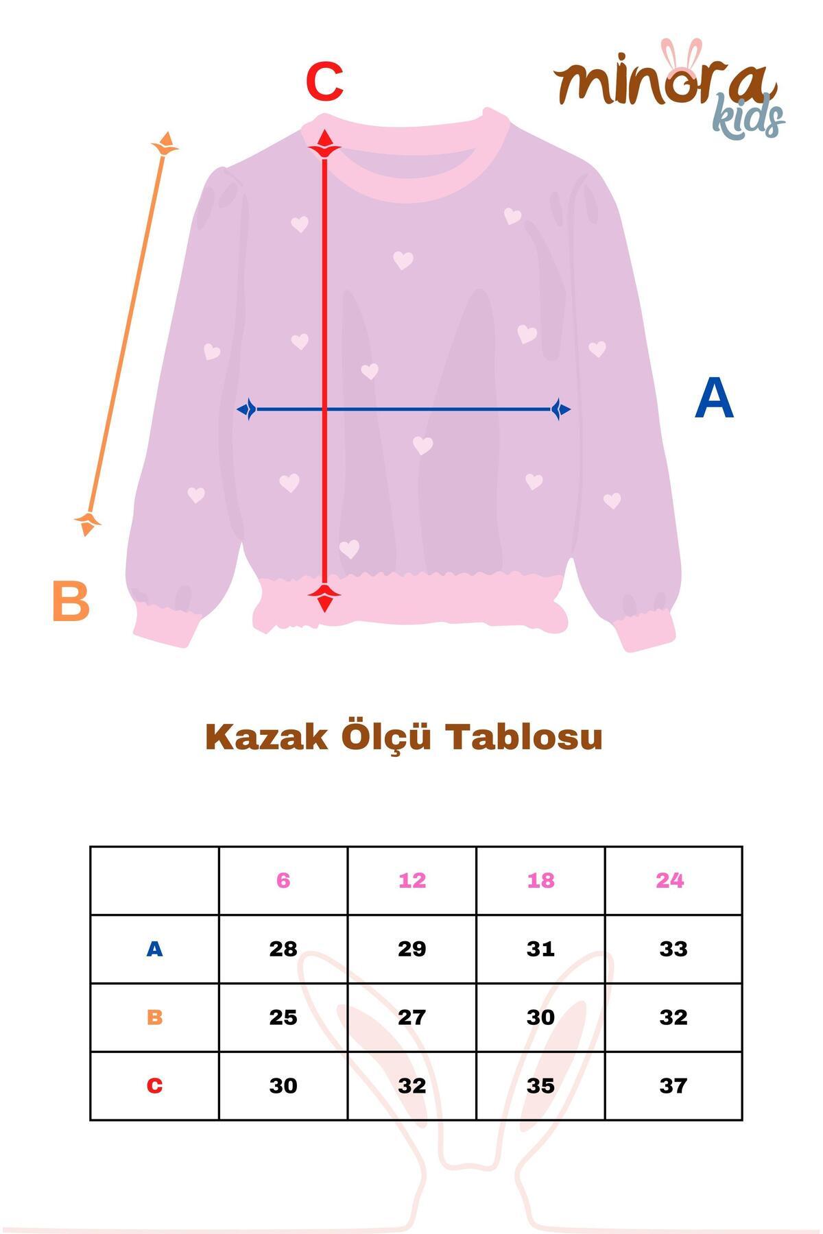 Minora Triko Oversize Selanik Örgü Nakışlı Bebek Kazak  Bej fotoğrafı 4 (önizleme)