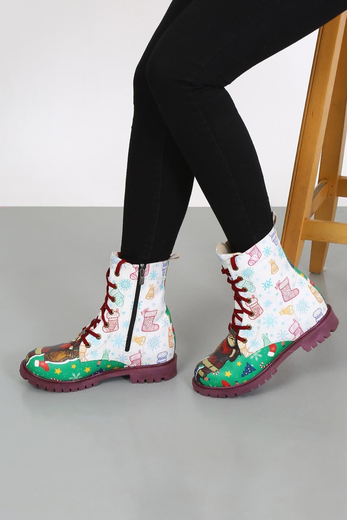 CassidoShoes-SOCK PRINTED AND CHRISTMAS PATTERNED GOBY BOOTS 025-1028 2