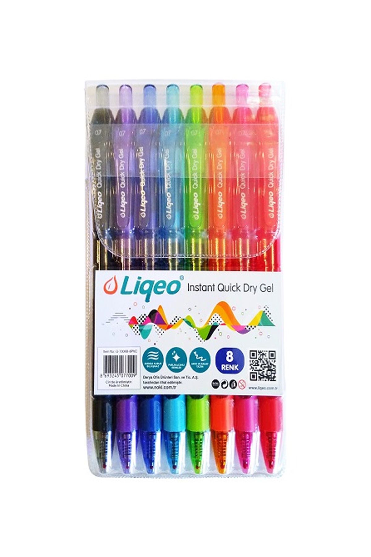 Mu Art Noki Liqeo G-7008B İnstant Dry Gel Kalem 0.7 Mm 8'Li Pvc